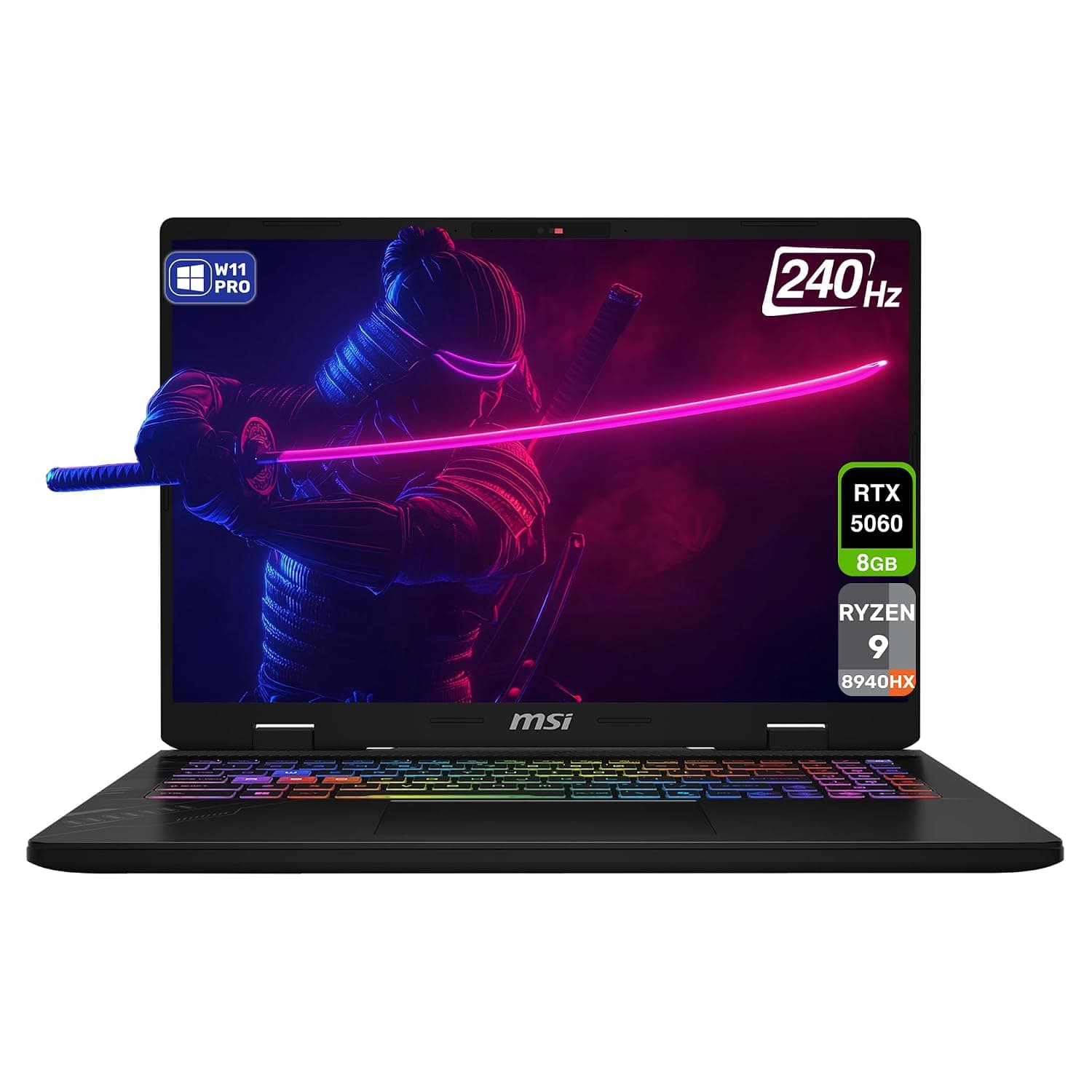 msi Crosshair A16 Gaming Laptop, AMD Ryzen 9-8940HX, 64 GB DDR5 RAM, 4 TB PCIe SSD, 16'' QHD+ (2560x1600) 240Hz Display, Nvidia G-Force RTX 5060, 24-Zone RGB Backlit Keyboard, W11 Pro, Cosmos Gray