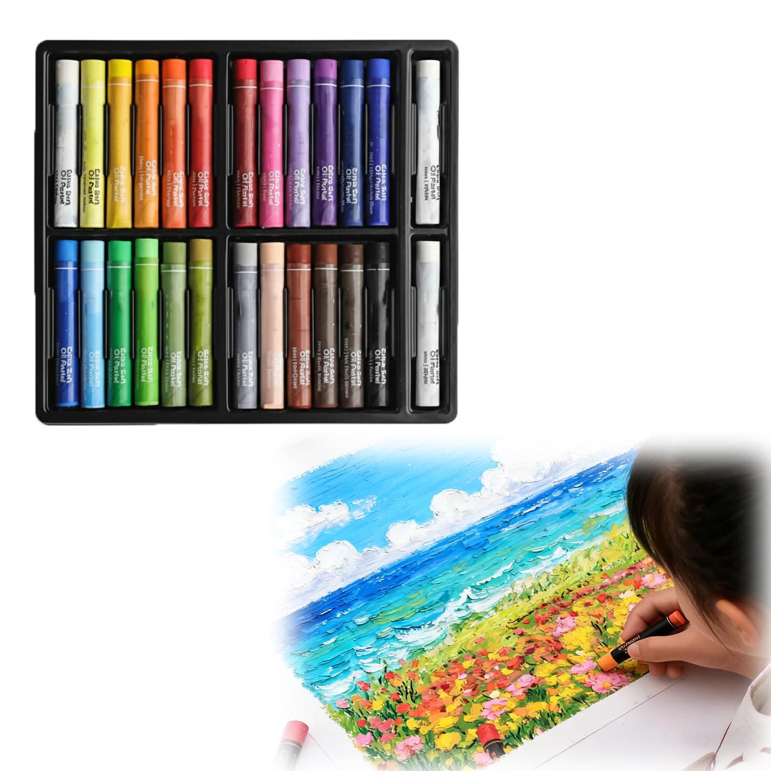 Oil Pastels Buttery Smooth Art Supplies for Professional Blending, Layering, Shading, Vibrant Pigments for Drawing, Craft & Sketching 26 Colors