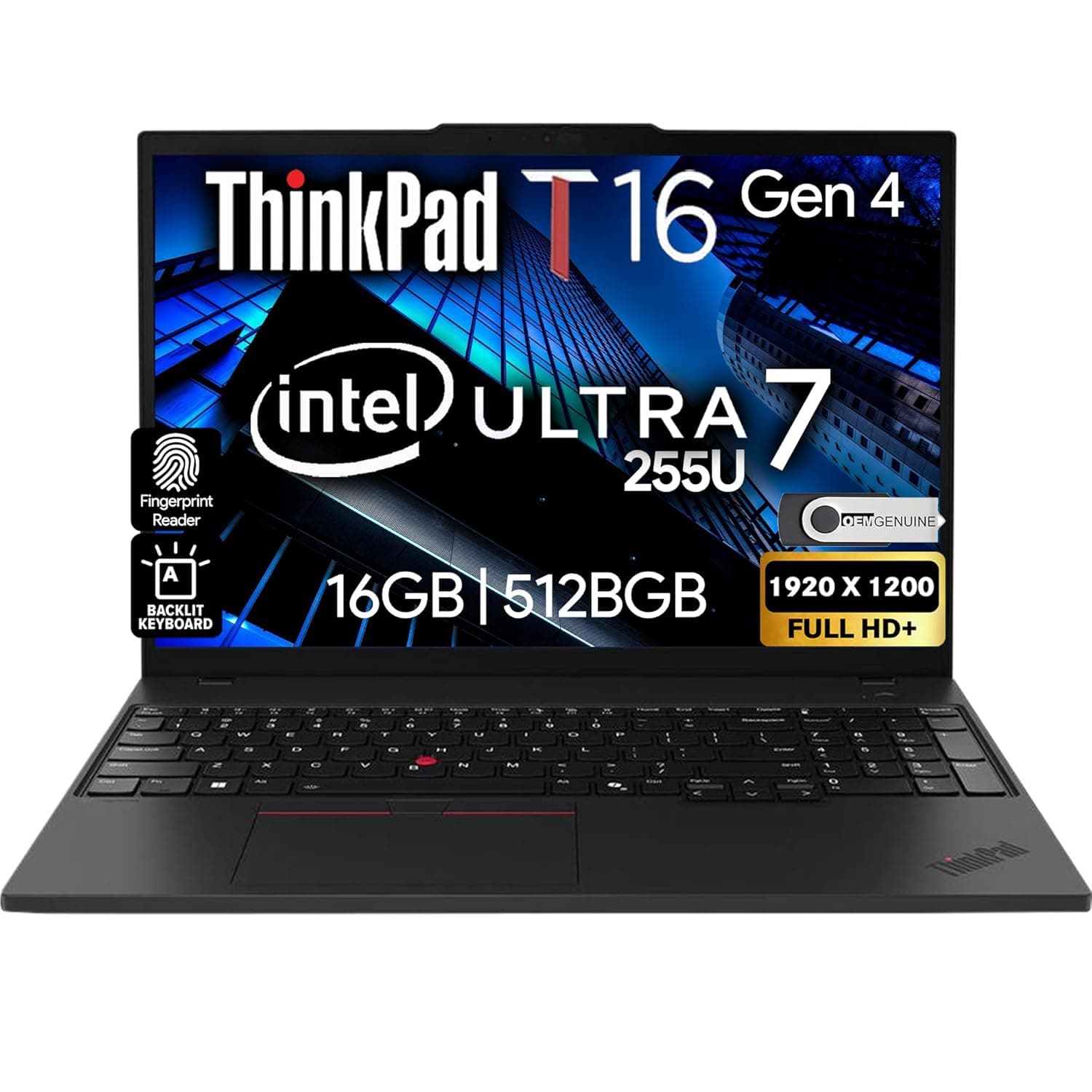 Lenovo ThinkPad T16 Gen 3 Business Laptop 16” FHD+ Display, Intel Ultra 7-155U (Beats i7-1355U), 64GB DDR5 RAM, 2TB SSD, 5MB Webcam, WiFi 6E + BT, RJ-45, HDMI, Win 11 Pro, AI Copilot - Black