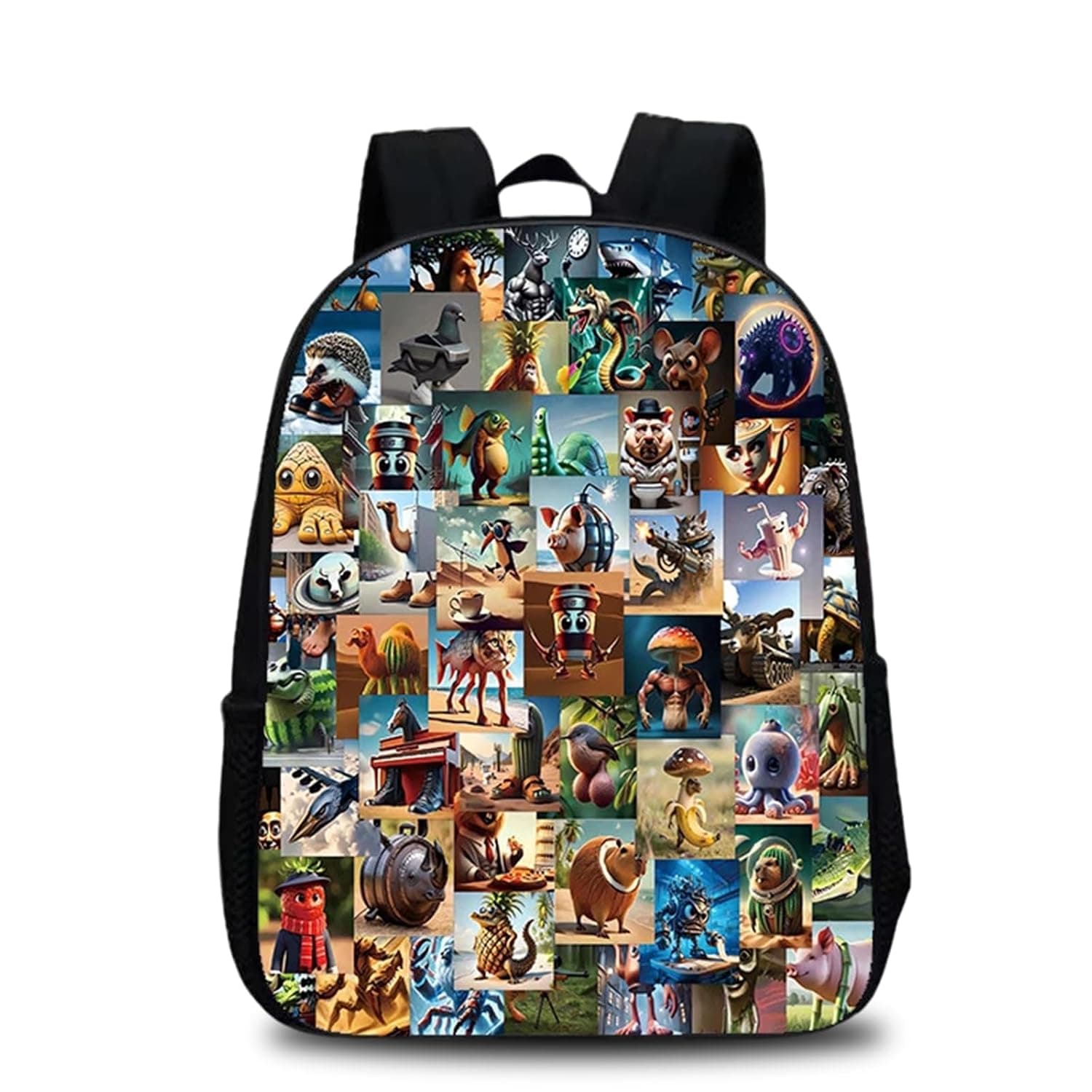 Italian Brainrot School Backpack, Large Capacity Kids Backpack for School Travel Daily Use, Lightweight Black School Bag for Boys and Girls, Multifunctional Travel Rucksack