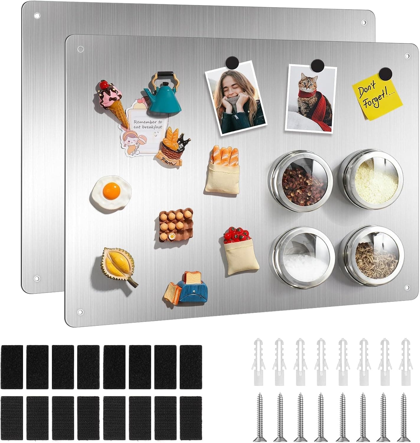 لوحتان مغناطيسيتان للعرض Magnetic Board,43.5x30cm Magnet Display,for Magnets and Bulletin Board,Suitable for Wall, Refrigerator, Cabinet etc, Come with 8 Pcs Dual Lock Tape and Screws