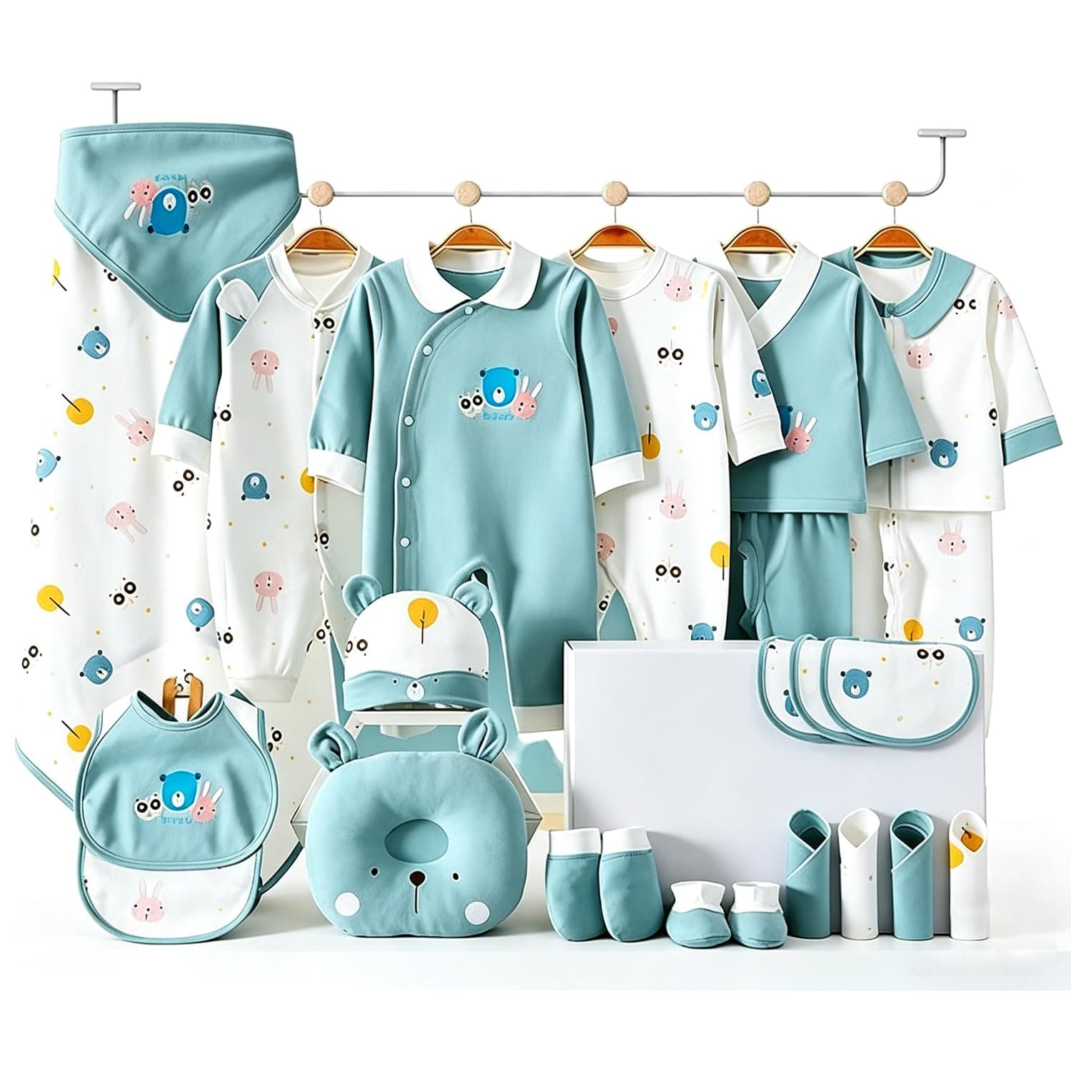 27Pieces Baby Boy and Girls Clothes,Newborn Baby Gifts Set,Perfect Layette Gift Set,Baby Gift Onesies Sets,Fall Outfits,100% Cotton,هدية مولود هدايا مواليد Perfect Gift Box for Newborn 0 to 6 Months