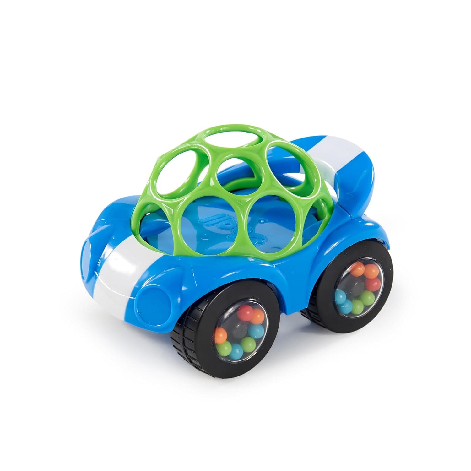 Bright Starts Oball Rattle & Roll Sports Race Car Toy, 3 Months +, Blue/Green