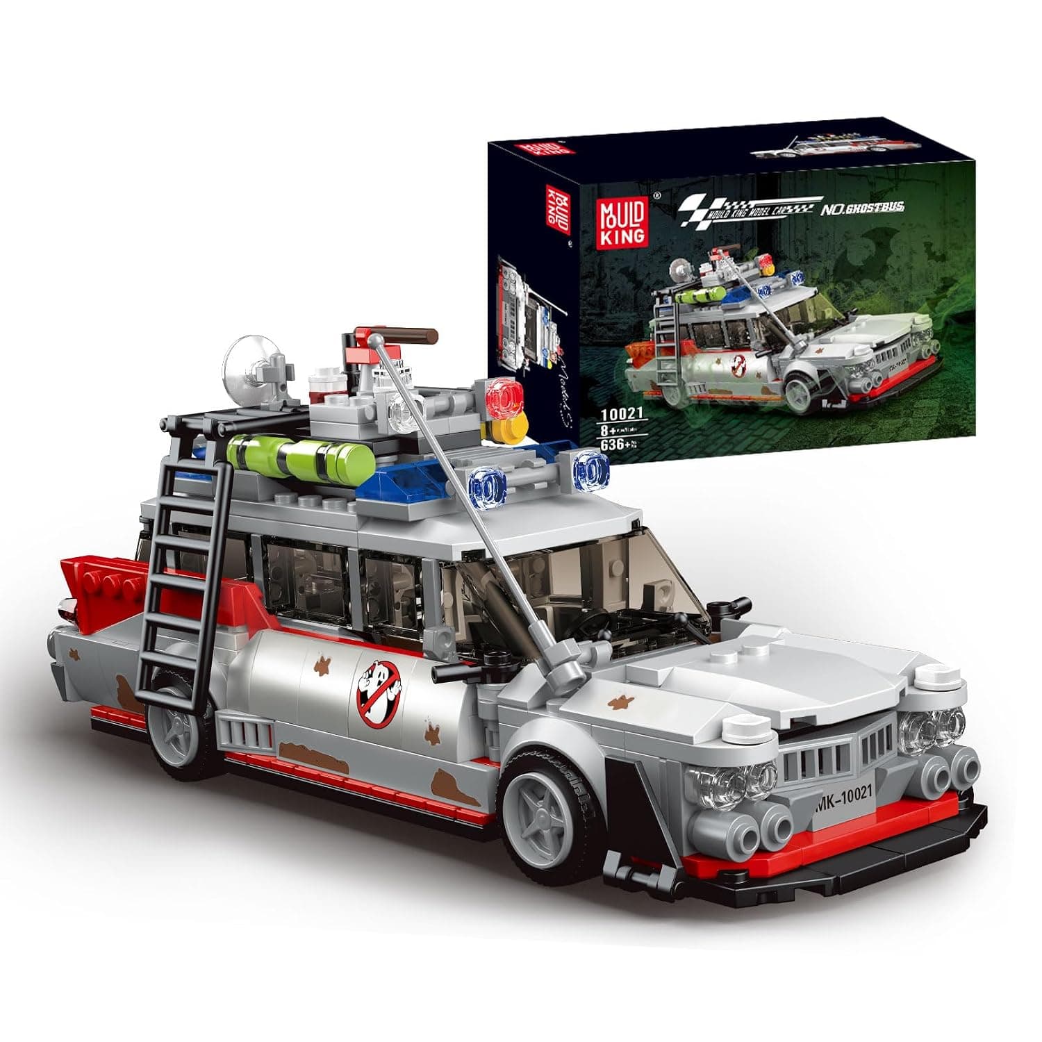 Mould King 10021 Ghost ECTO-1 Building Blocks, Ghost Bus Movie Fans, Creative Classic Cars Cool Vehicles Model Toys Gifts for Adults and Kids(636PCS)