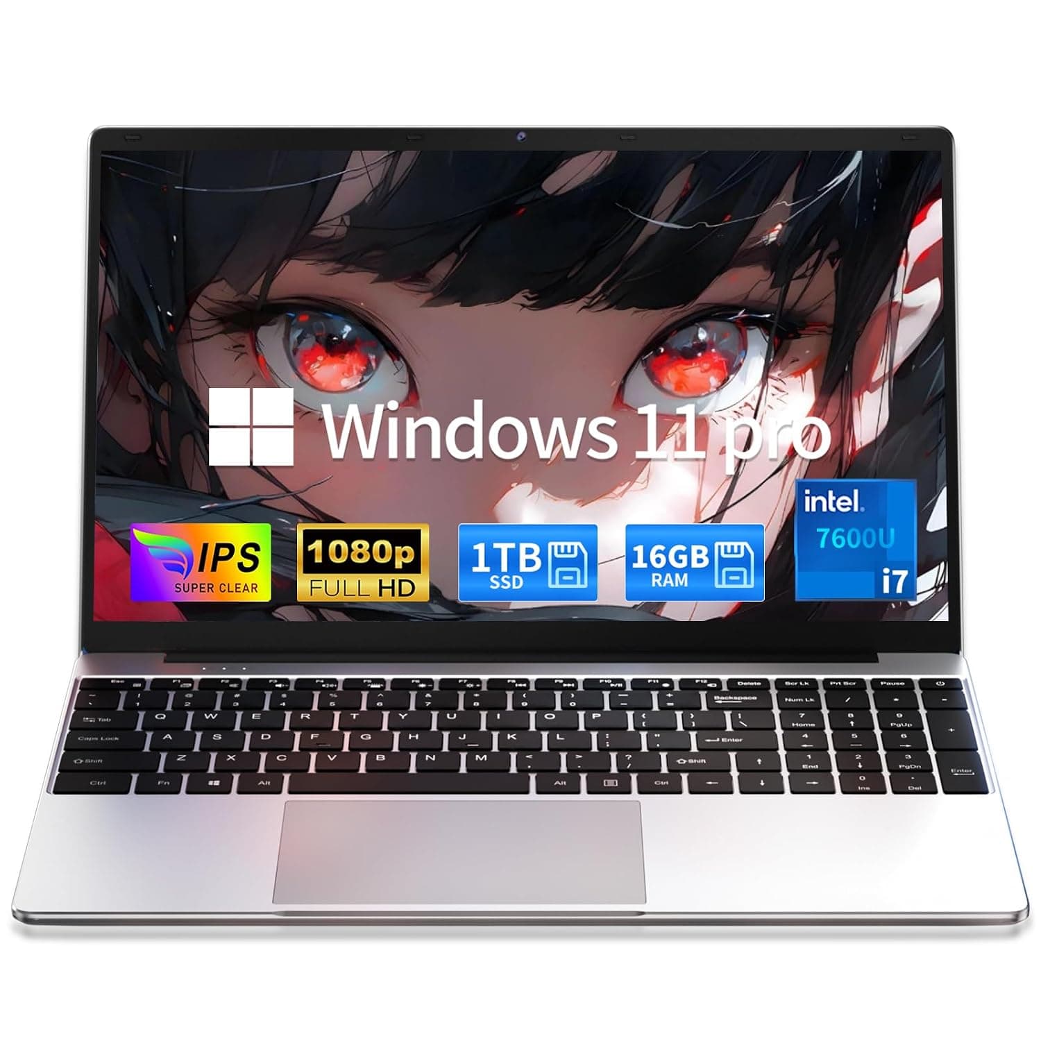 MOONFISH 15.6 Inch Laptop Window 11 Pro Pc 2025, 16GB RAM 1TB SSD, Core i7-7600U(up to 3.9GHz), Backlit Keyboard,FHD 1920 * 1080, Office 365, Business, Student