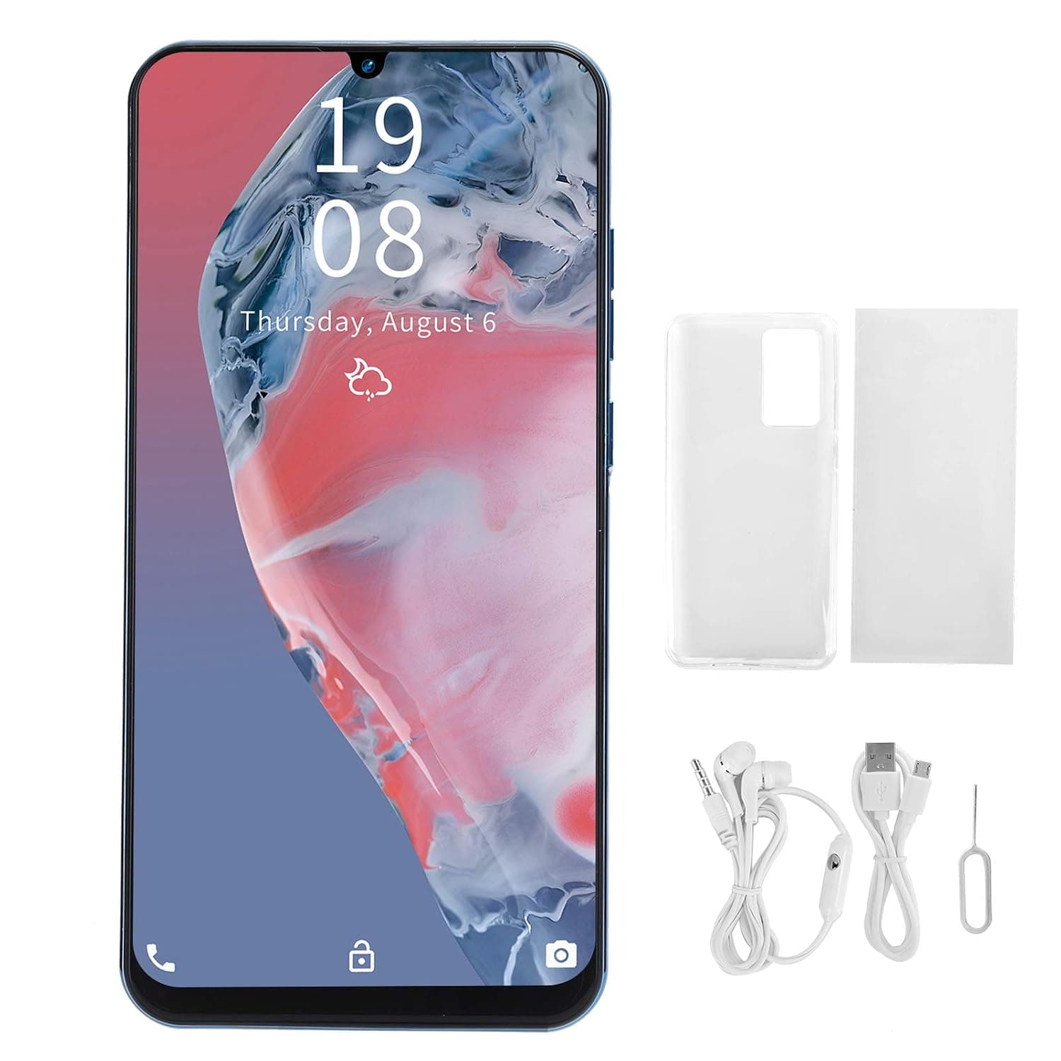 Smartphone, 16GB Water Drop Screen Mobile Phone, 7.2inch Large Screen, with 1GB for RAM, 2550Mah and MTK6580 Quad-core CPU, Dual Cards 3G Smartphone High Definition Camera(Blue)