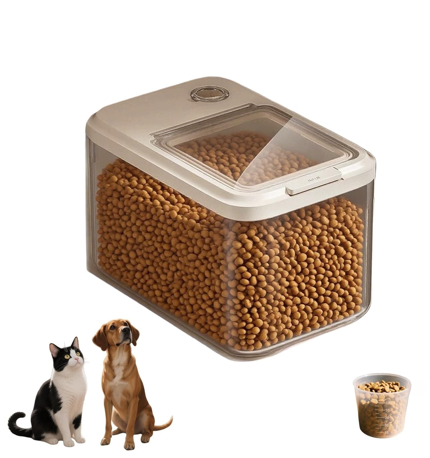 Pet Food Storage Container, 2025 High-Capacity Airtight Dog & Cat Food Container - with Scoop, Durable Design to Keep Dry Food Fresh (Transparent, 9 Pounds)