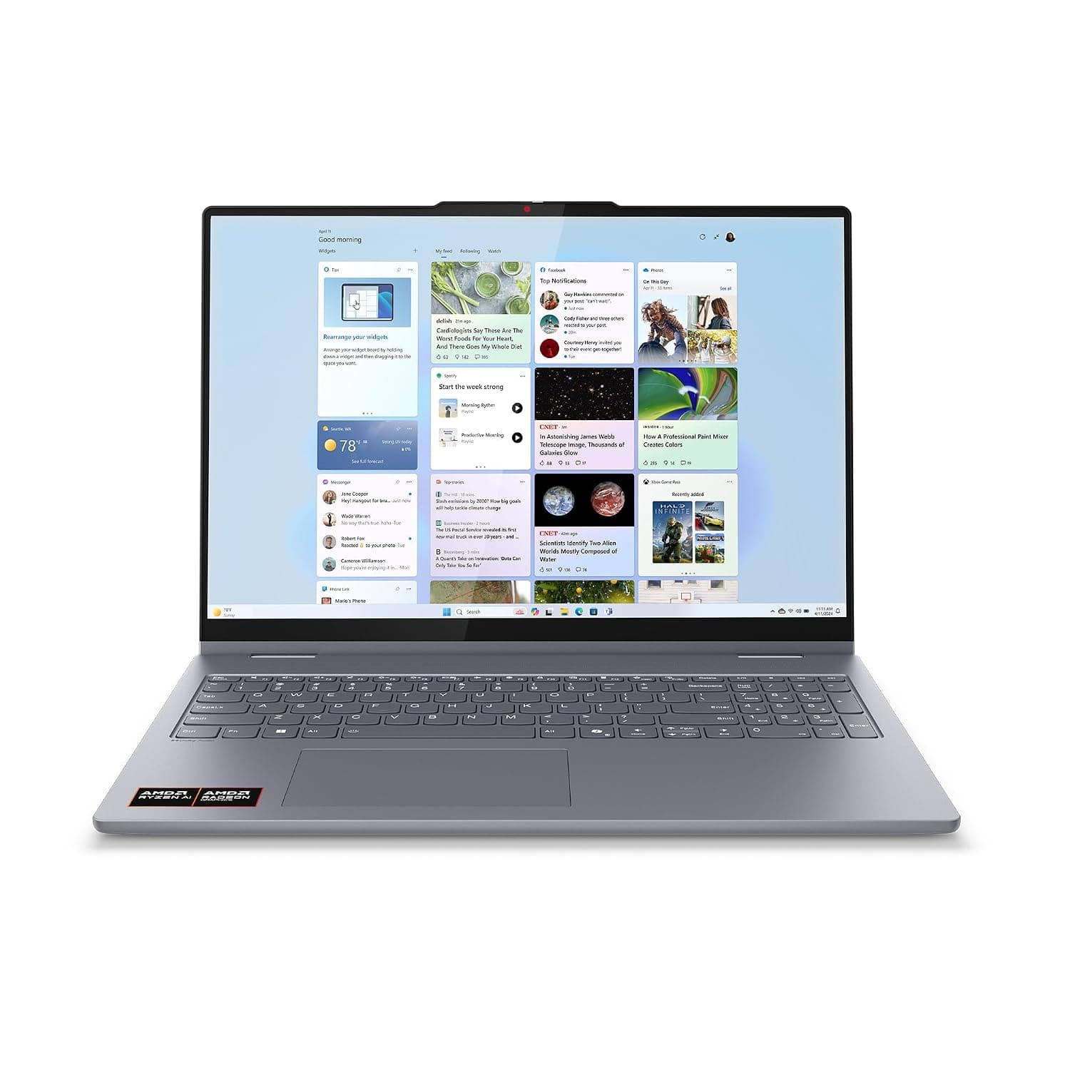 Lenovo IdeaPad 5 2-in-1-2025 - Essential AI Laptop - Copilot+PC - 16" WUXGA IPS LCD Display - 16GB Memory - 1TB SSD - Ryzen AI 5 340 - Luna Grey