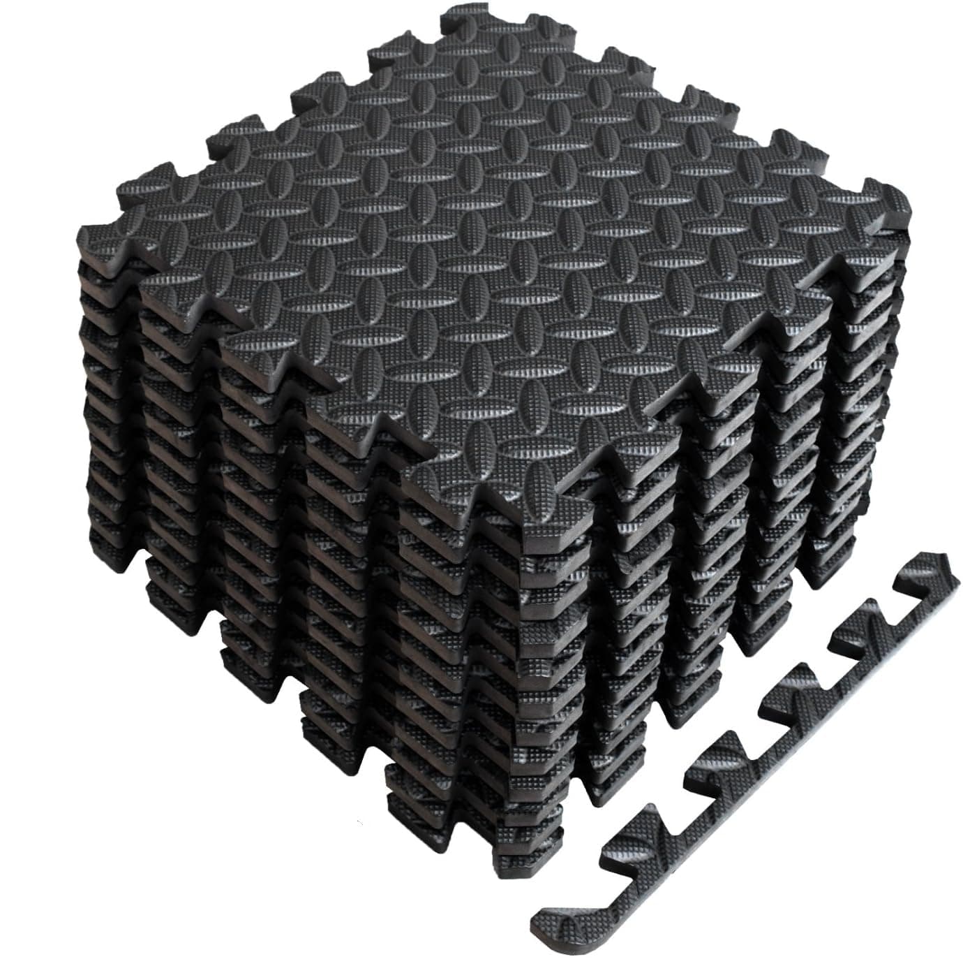 12 Pack Exercise Floor Mats Foam Gym Mat, EVA Interlocking Exercise Mat Tiles for Home Gym, Mat for Home Workout Equipment, Floor Padding for Kids, Black, 12 x 12in/30 x 30cm