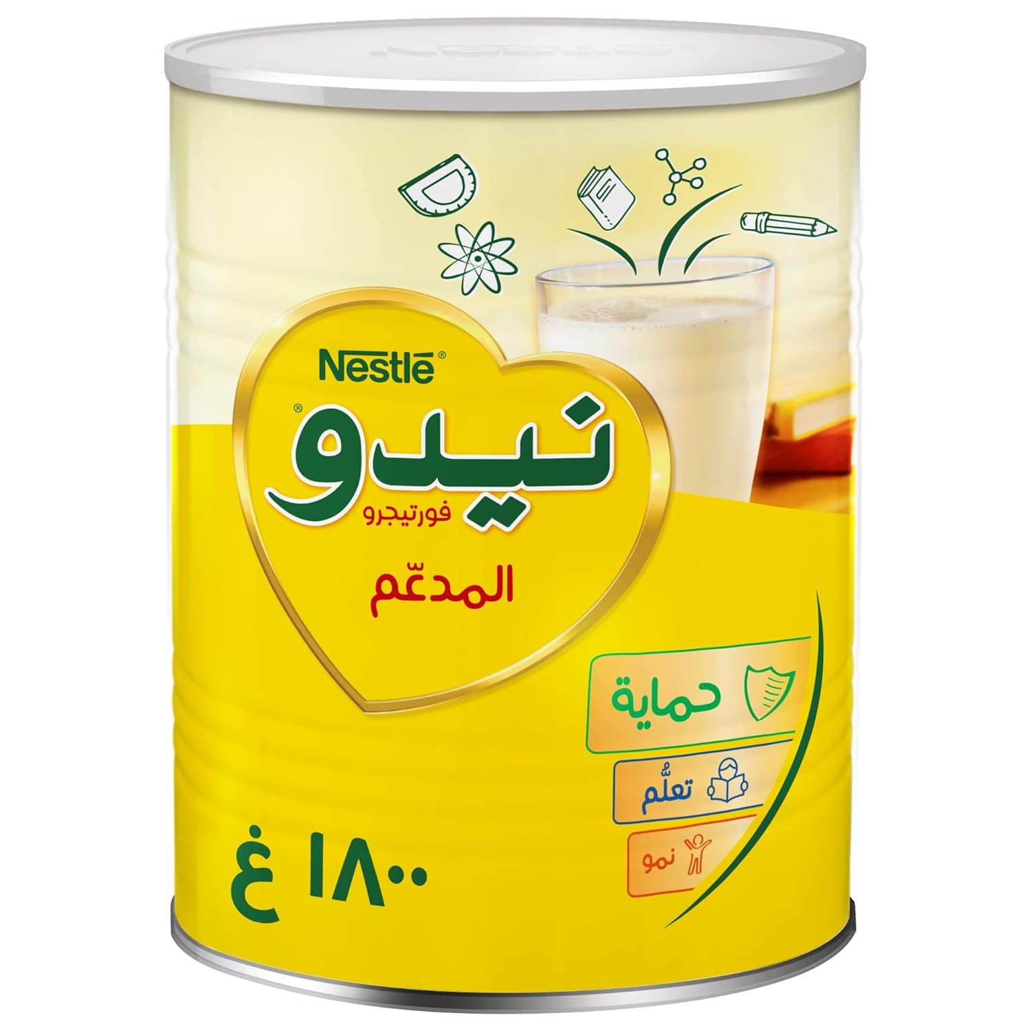 علبة مسحوق حليب كامل الدسم من نيدو، وزن 1800 جم