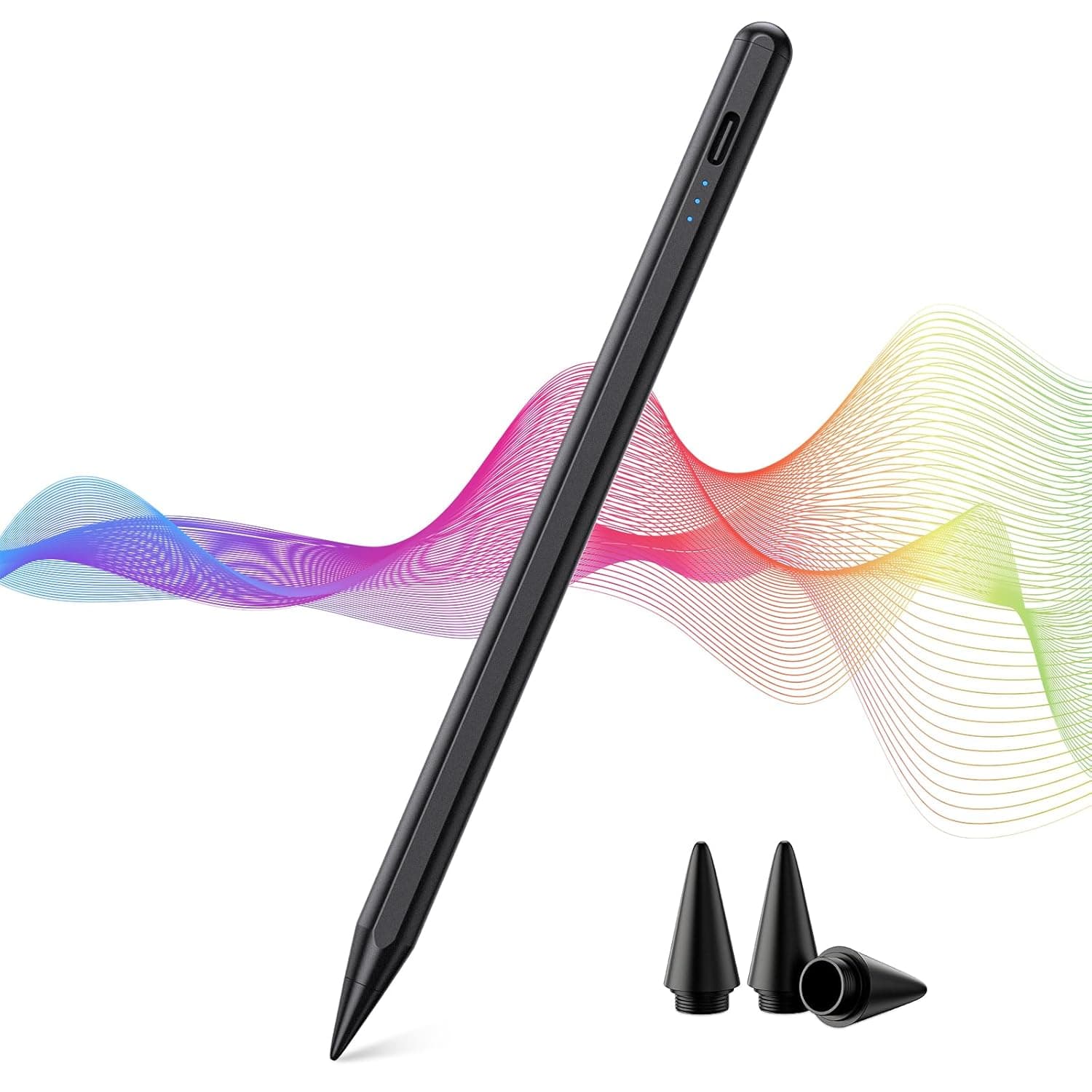 KINGONE Stylus Pen,ipad Pencil With Ultra High Precision &Tilt Sensitivity,LED Power Display Strong Magnetic,Prevents False Touch,Universal iPad Stylus Pencil for iPa d 2018 & Later (Black)