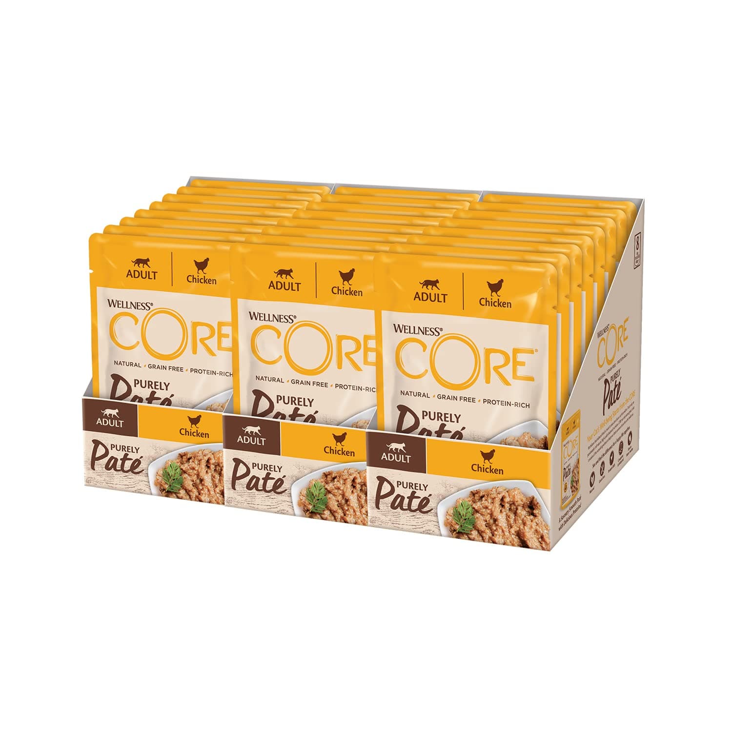 Wellness CORE Purely Paté Chicken, 12 x 85 g, Wet Food for Adult Cats, Cat Food, Pate, No Added Sugar, Grain-Free, with High Meat Content