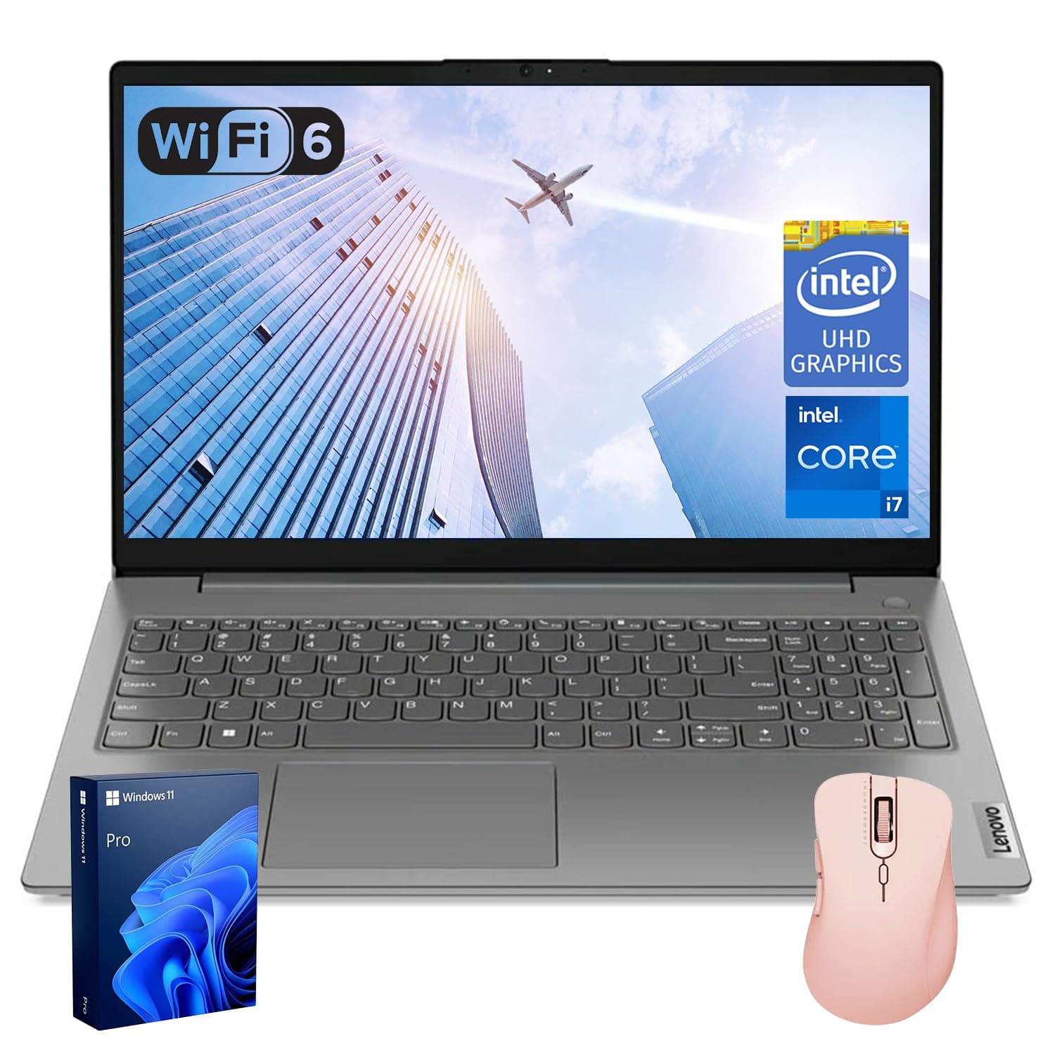Lenovo V15 Premium Laptop for Business & Work, 15.6" FHD Display, 13th Gen Intel i7-13620H, 16GB RAM, 1TB SSD, Webcam, HDMI, Wi-Fi 6, Windows 11 Pro, Black, Bundle with Thunderobot Wireless Mouse