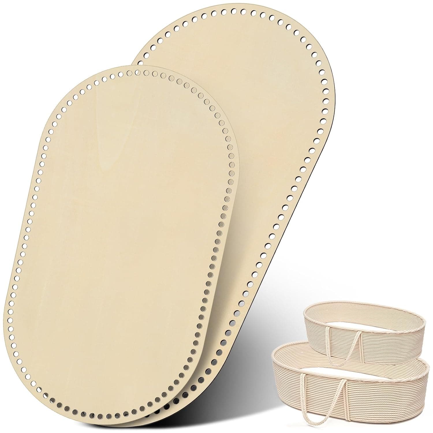 CroBlissful 2 Pcs Large Moses Basket Wood Bottom 2 Sizes(28x16inch+31.5x20inch) Oval Natural Wooden Base Shaper for DIY Crochet or Knitting Home Baby Doll Weaving Crafts Decoration(Base Only)