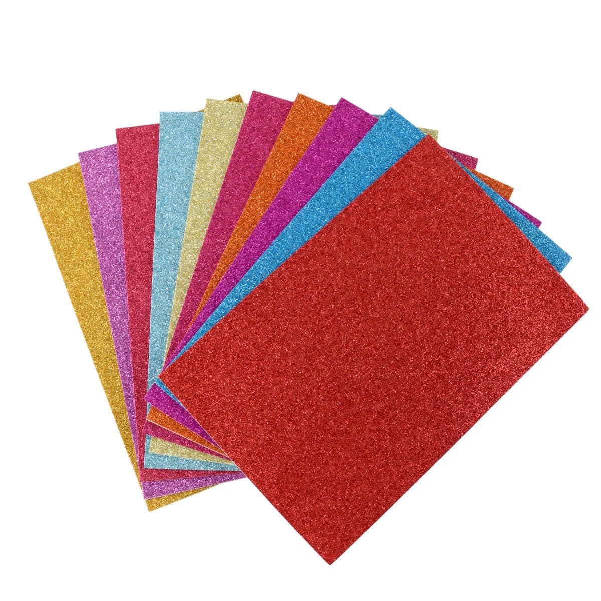 10 Sheets A4 Glitter Craft Paper 10 Assorted Colors Adhesive Backing Sparkle Cardstock Papers for DIY Crafts Gift Wrapping Scrapbook Decorations