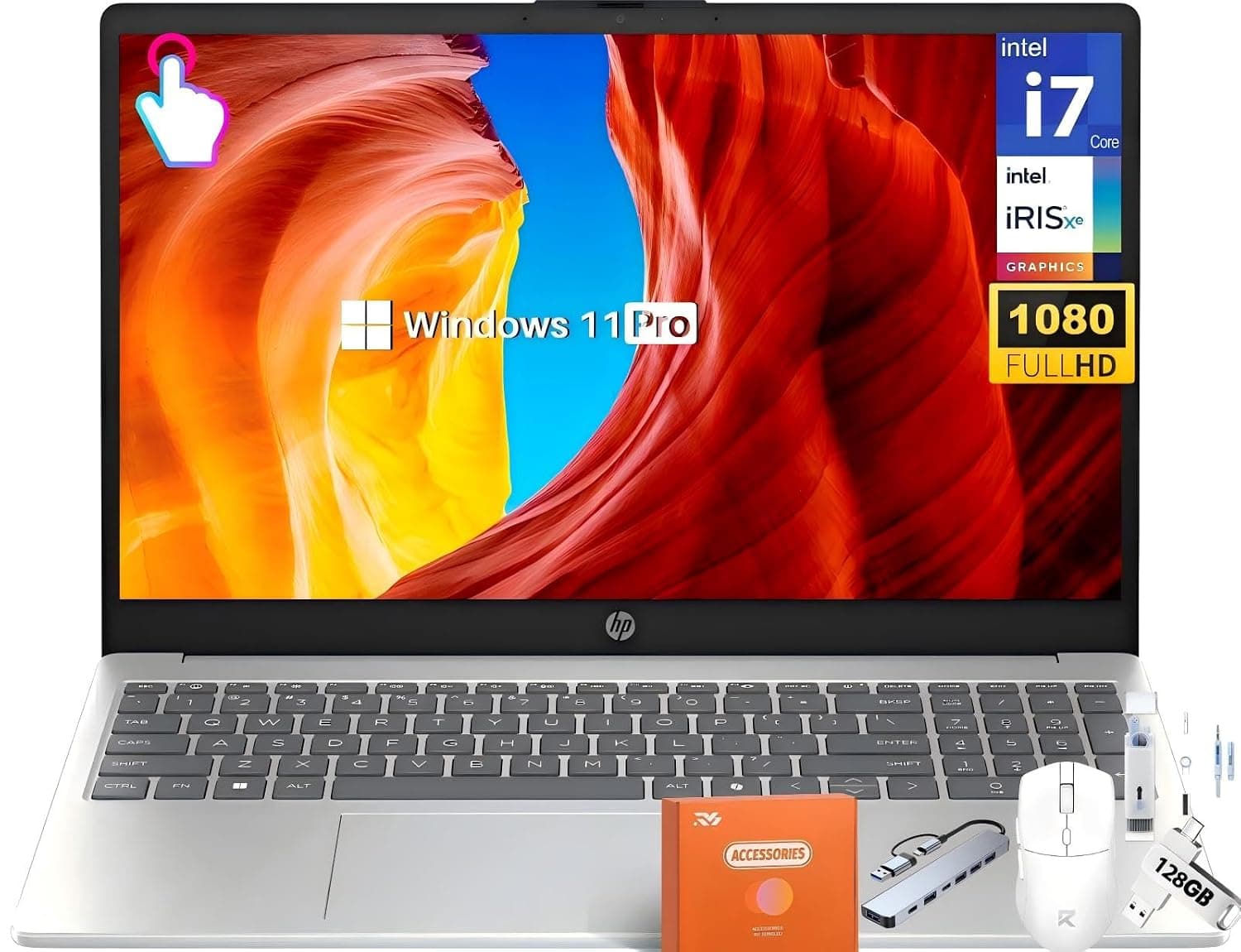 HP 15.6" FHD Touchscreen Business Laptop, Intel 10-Core i7-1355U(up to 5.0 GHz), 32 GB RAM, 1 TB SSD, Intel Iris Xe Graphics, Wi-Fi 6, HD Camera, HDMI, Fast Charge, Microsoft Copilot, Windows 11 Pro
