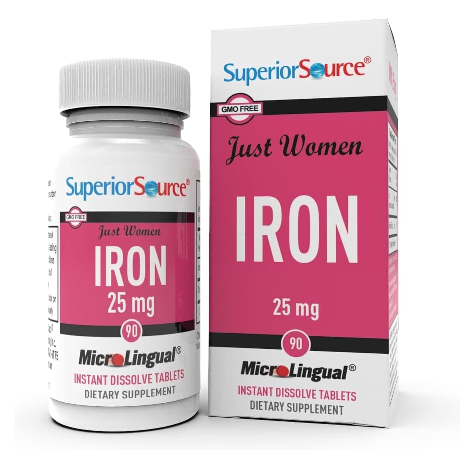 Superior Source Just Women - Iron 25 mg, (Ferrous Fumarate), Under The Tongue Quick Dissolve MicroLingual Tablets, 90 Count, Easily Absorbed, Assists Red Blood Cell Formation, Non-GMO | Easily Absorbed Iron Formula Supporting Healthy Blood, Hemoglobin and Red Blood Cell Formation for Women