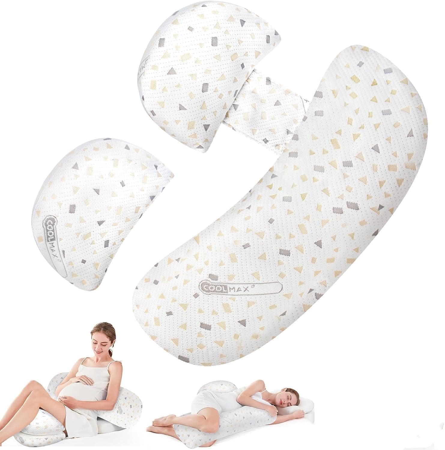 Pregnancy Pillow for Sleeping, Body Pillow for Side Sleeper Adjustable Portable with Removable Washable Cover, Pillow for Pregnant Women Support for Back Hips Legs(White)