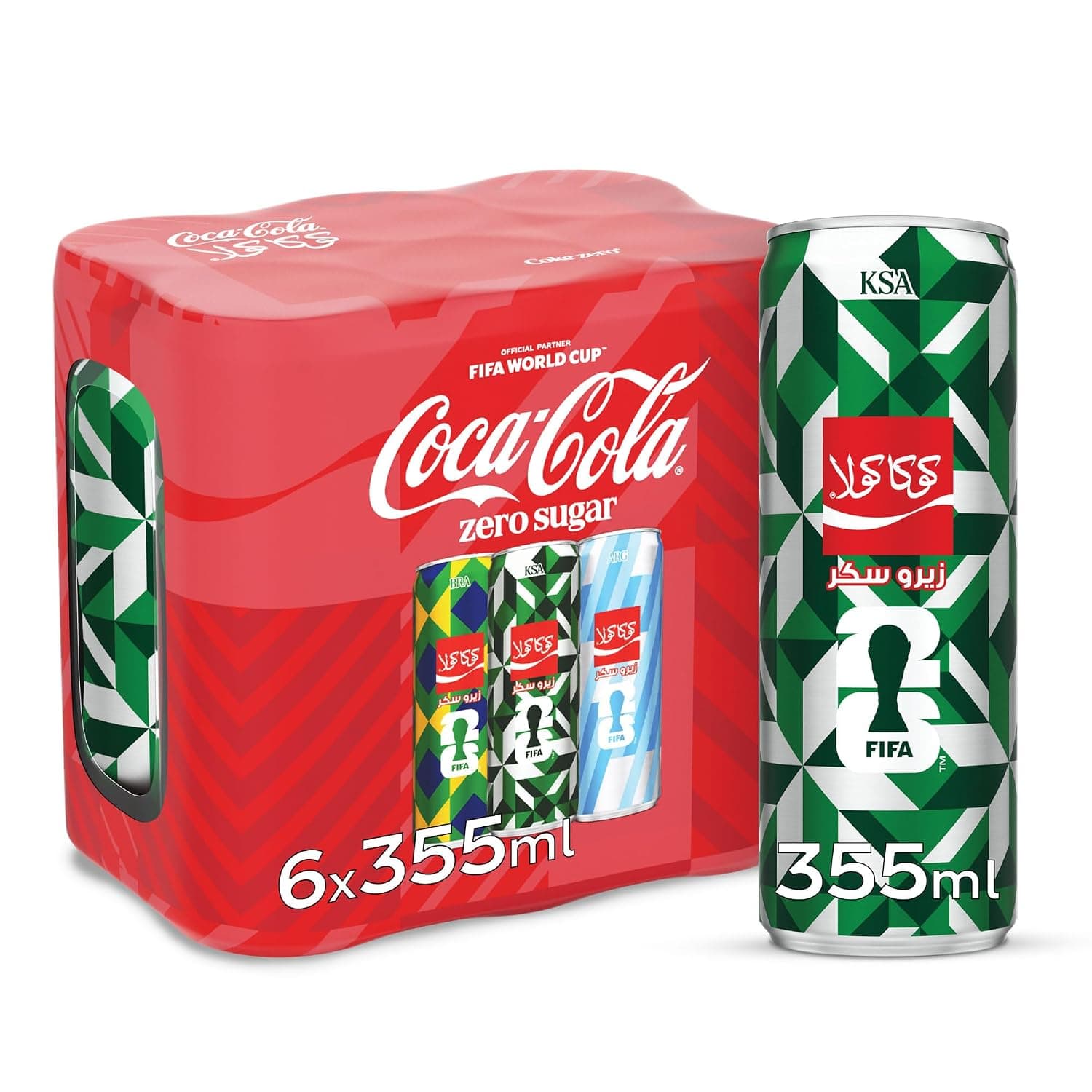 Coca-Cola Zero KSA, Pack of 6, 355ml Can, FIFA World Cup 2026™ | Limited Edition Coke Zero Soft Drinks, Zero Sugar, Perfect for Match Days and Sharing Moments, Design May Vary
