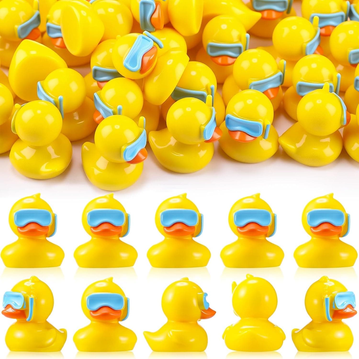50 Pcs Mini Resin Ducks – Tiny Diving Duck Figures for Summer Beach Decor, Micro Garden, Aquarium, Fairy Garden Accessories, DIY Dollhouse & Cake Decorations