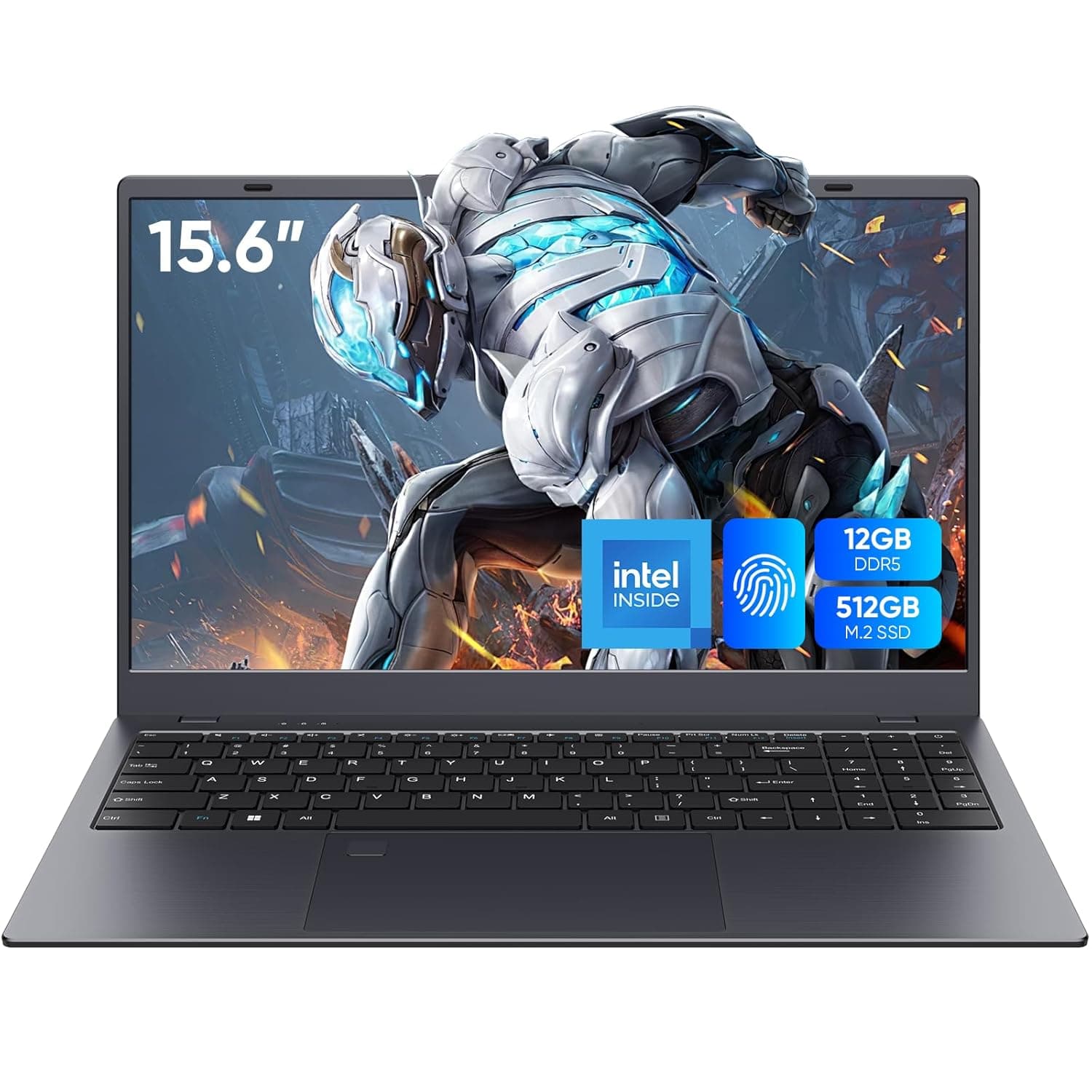 15.6" Laptop, 1920x1080 IPS Display, 12GB DDR5 RAM / 512GB SSD, N95 Processor (Beats N5095), PC Notebook, Supports Fingerprint, WiFi 5, BT, Keyboard Size