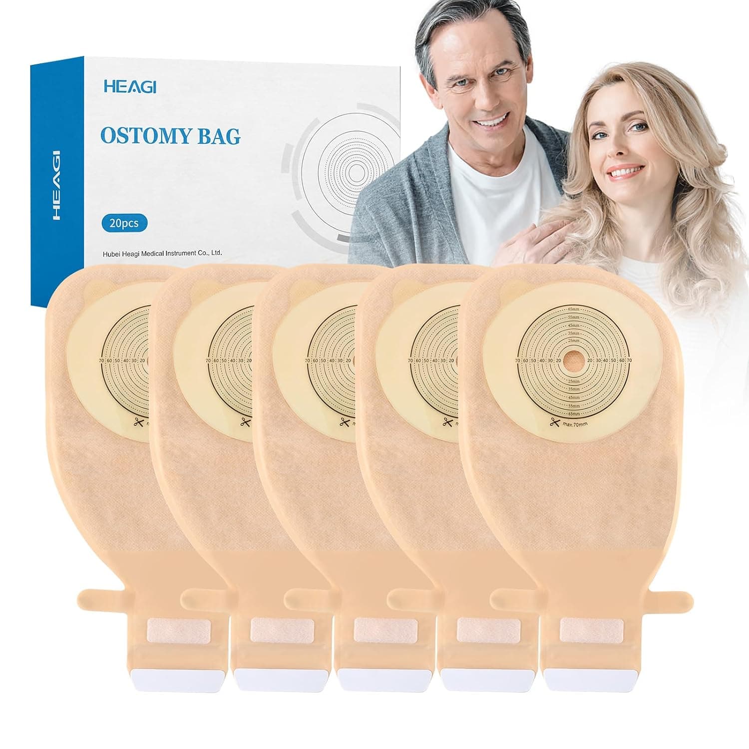 20 Pack Colostomy Bags, One Piece Ostomy Bag Ostomy Supplies, 15mm-70mm Cut-to-Fit Drainable Pouches with Stick-on Closure for Ileostomy Stoma Care | Cut-to-Fit Drainable Ostomy Pouch, Stick-On Closure, Easy to Use, Suitable for Ileostomy Stoma Care
