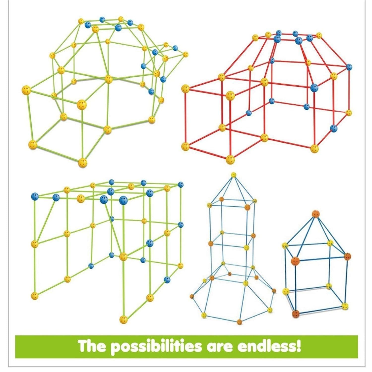 Children's Fort Building Kits, Educational Toy, Castles, Building Tunnel, Tent, Rocket Tower Toy Sets, Indoor & Outdoor Learning Toy, DIY Building Kits, Building Toy, Birthday Gift for Children