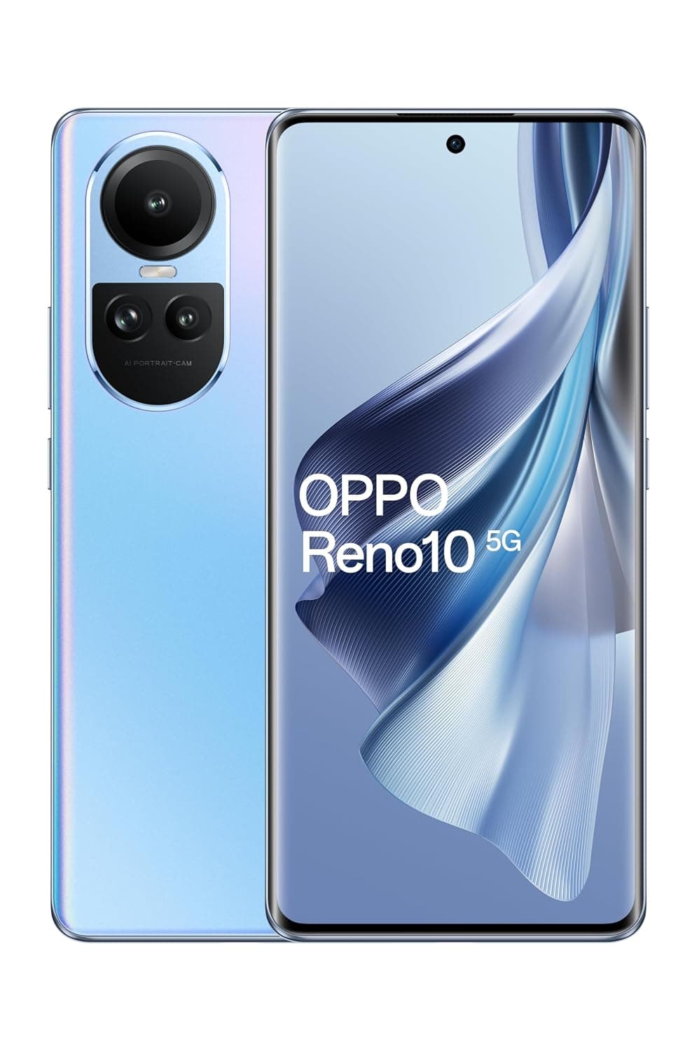Oppo Reno10 Dual-SIM 256GB ROM + 8GB RAM (Only GSM | No CDMA) Factory Unlocked 5G Smartphone (Ice Blue) - International Version