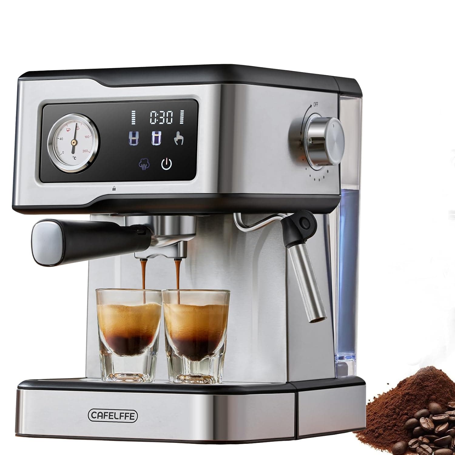 Cafelffe MK-901 20 Bar Espresso Coffee Machine Maker with Milk Frother - 950W / 1.5L, LED Touch Screen,Stainless Steel body,Powerful Steam for Latte/Cappuccino