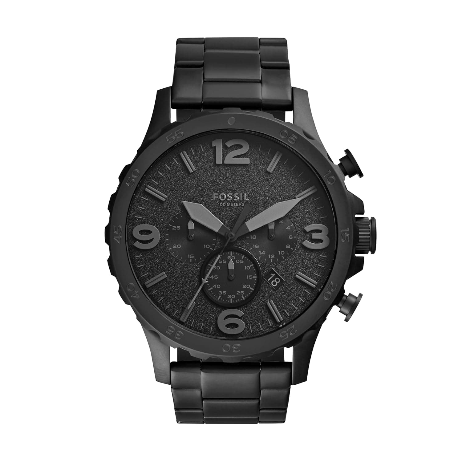 Fossil Men's Nate Blacktone Bracelet and Dial Watch