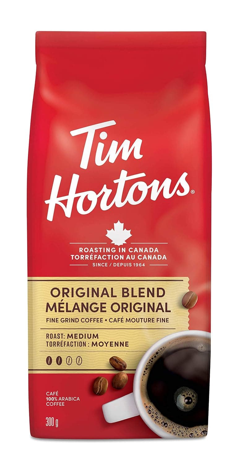 Tim Hortons Original Coffee, Fine Grind Bag, Medium Roast, 300g