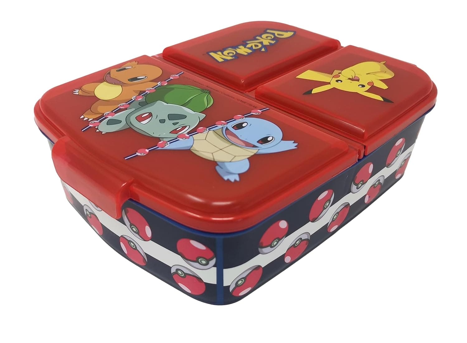 Theonoi Lunch box for kids, lunch box, sandwich box for kids, with compartments for preschool, made of BPA-free plastic (Pokemon)