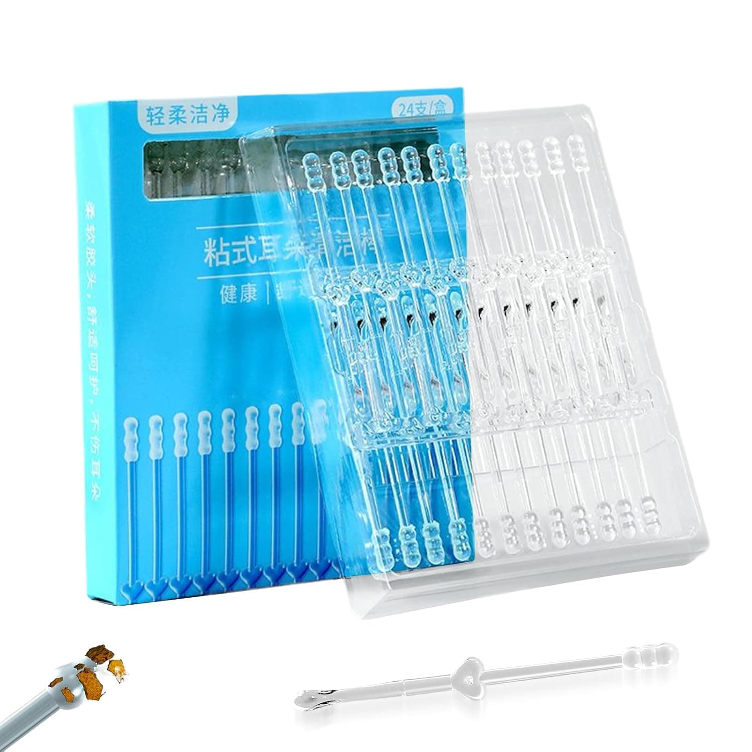 Ear Cleaning Buds - 24-Piece Adhesive Cleaning Stick Health Care - Ear Cleaners for Adults,for Grooming Kids Baby Travel Adults Home