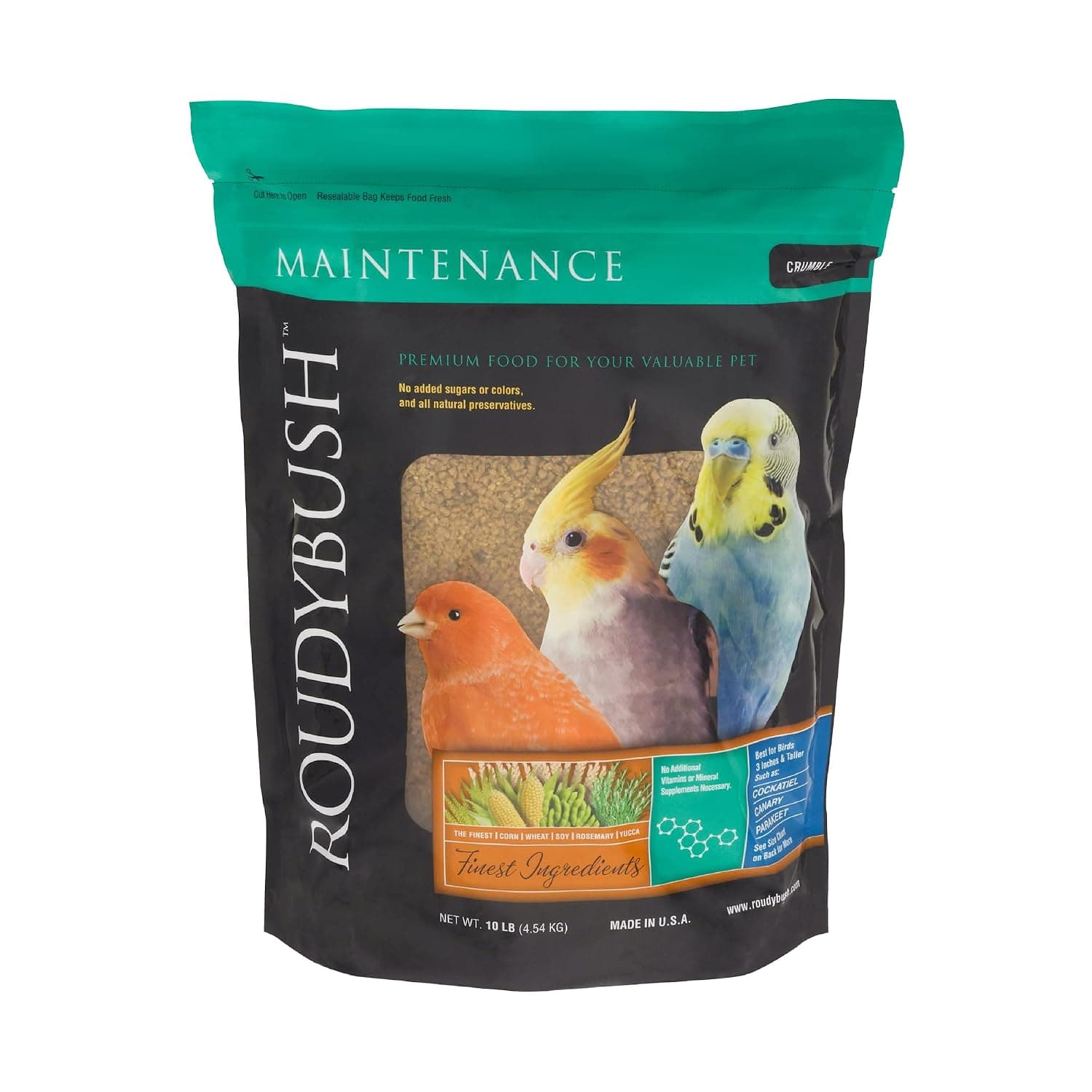 RoudyBush Daily Maintenance Bird Food, Crumbles, 10-Pound
