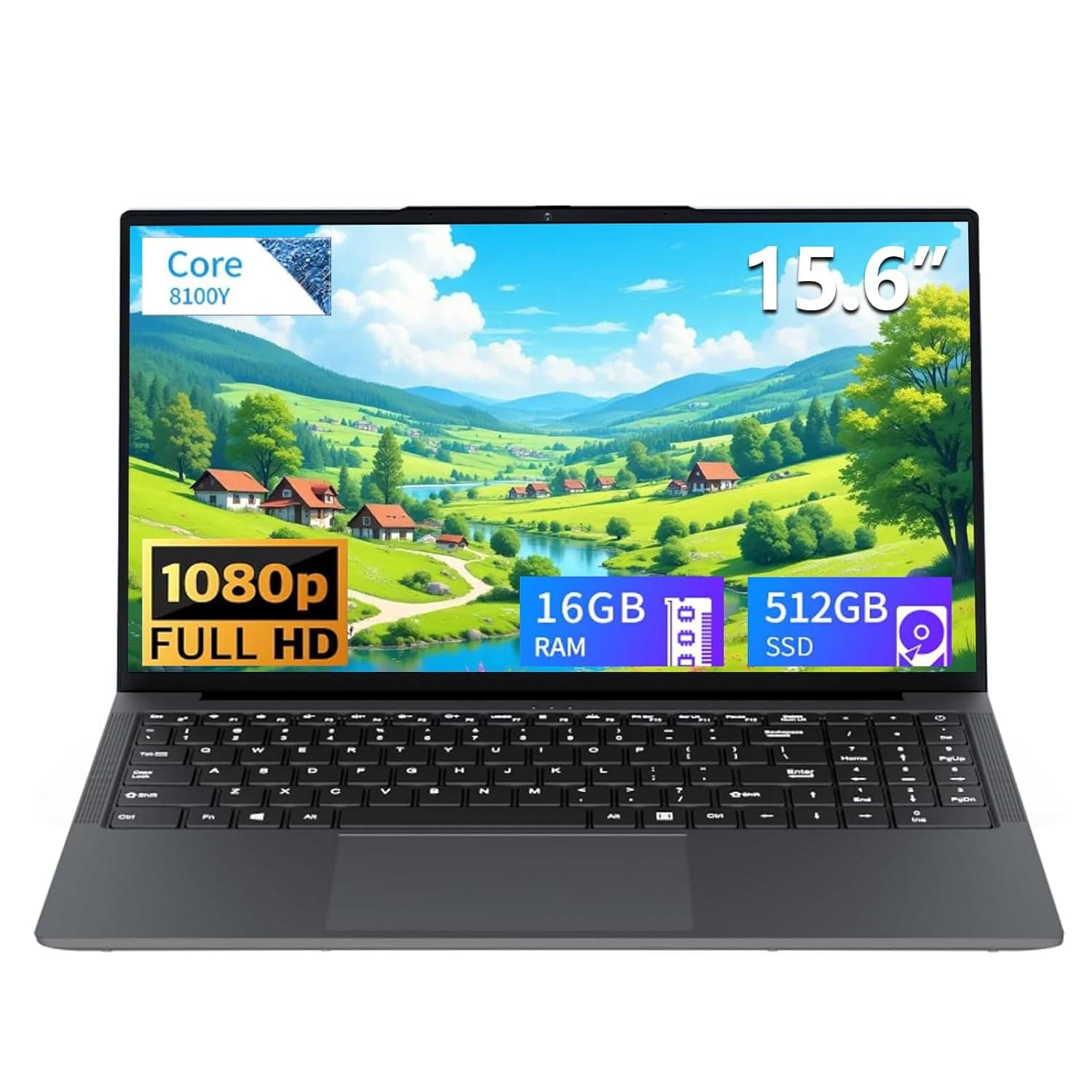 15.6 Inch Laptop, 16 GB RAM 512 GB SSD Laptop Gaming, Core i3 Laptop Up to 3.4 GHz, High Definition Screen HD 1920 x 1080 FHD IPS Notebook, with WiFi 5 HDMI, USB-3.0, Type-C