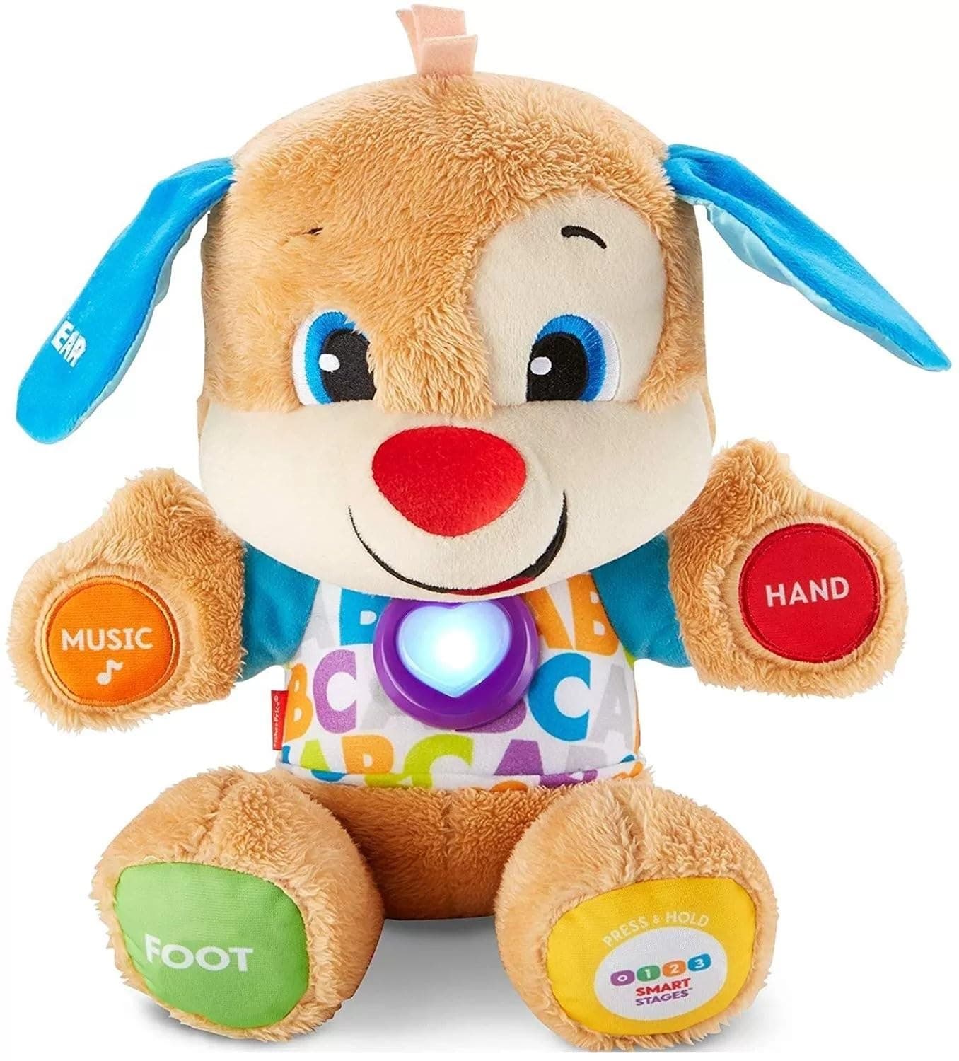 Fisher-Price Laugh & Learn Baby & Toddler Toy Smart Stages Puppy Interactive Plush With Music And Lights For Ages 6+ Months, Uk English Version
