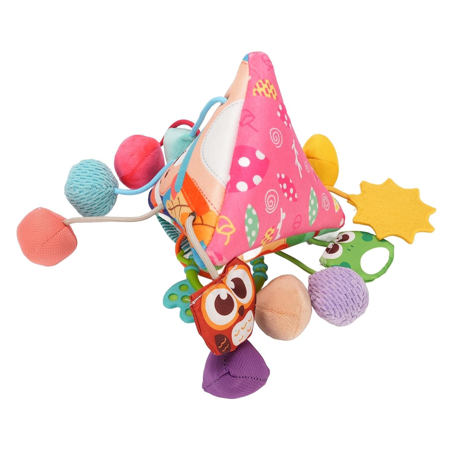 Fdit Baby Stroller Hanging Soft Cloth Sensory Hand Grab Ball Infant Car Toy Educational Rattle Toy for Babies, Safe Materials for Parent-Child Interaction