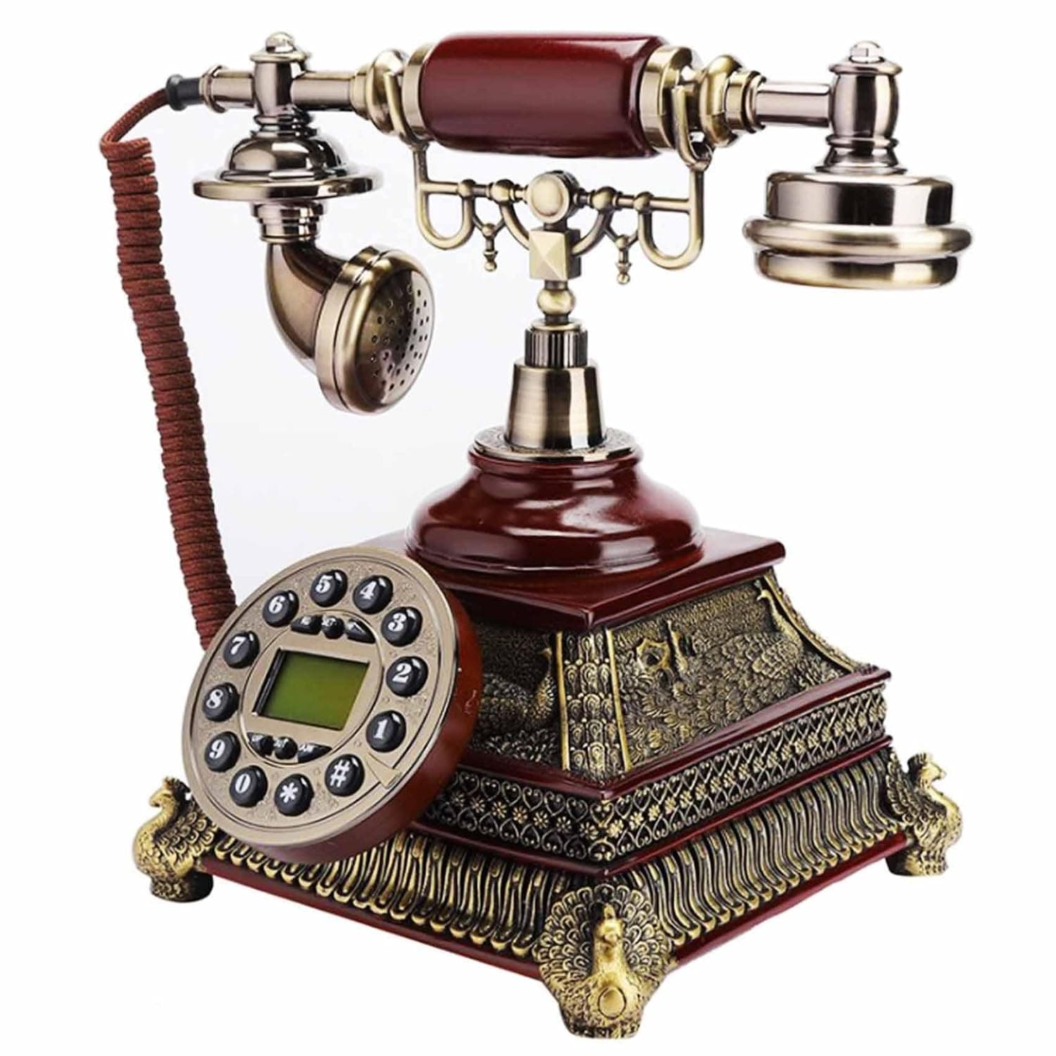 Rotate Old Wired Phone with Phone Number Display Screen, Used for Home Office Hotel Decoration