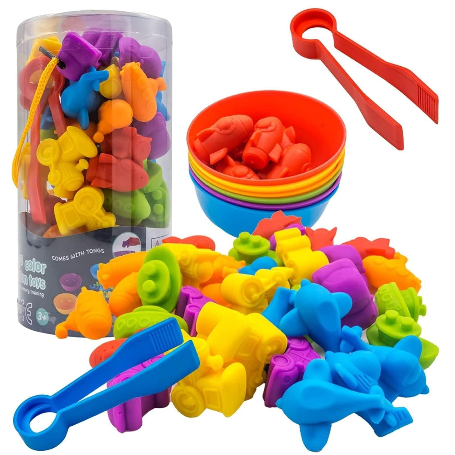 Joyzzz Sorting Toys, Counting Matching Game with Cups for Color Classification, Sensory Fine Motor Training Toy, Montessori Preschool Learning Set Gift for Kids Ages 3+
