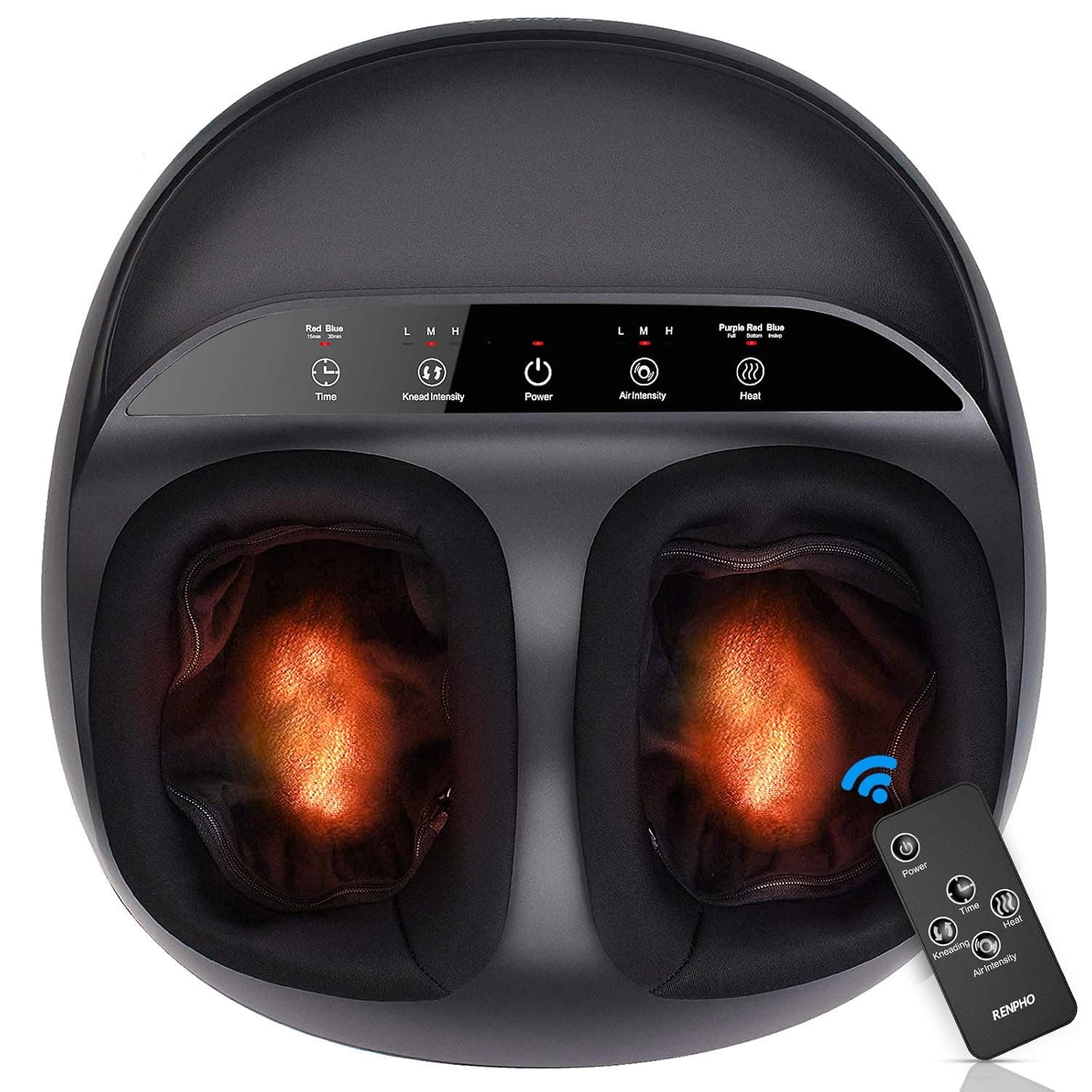RENPHO Foot Massager, Stronger Heat Function, Shiatsu Massage with Air Pressure and Adjustable Massage Intensities, Relieve Tired Feet, Up to Size 12