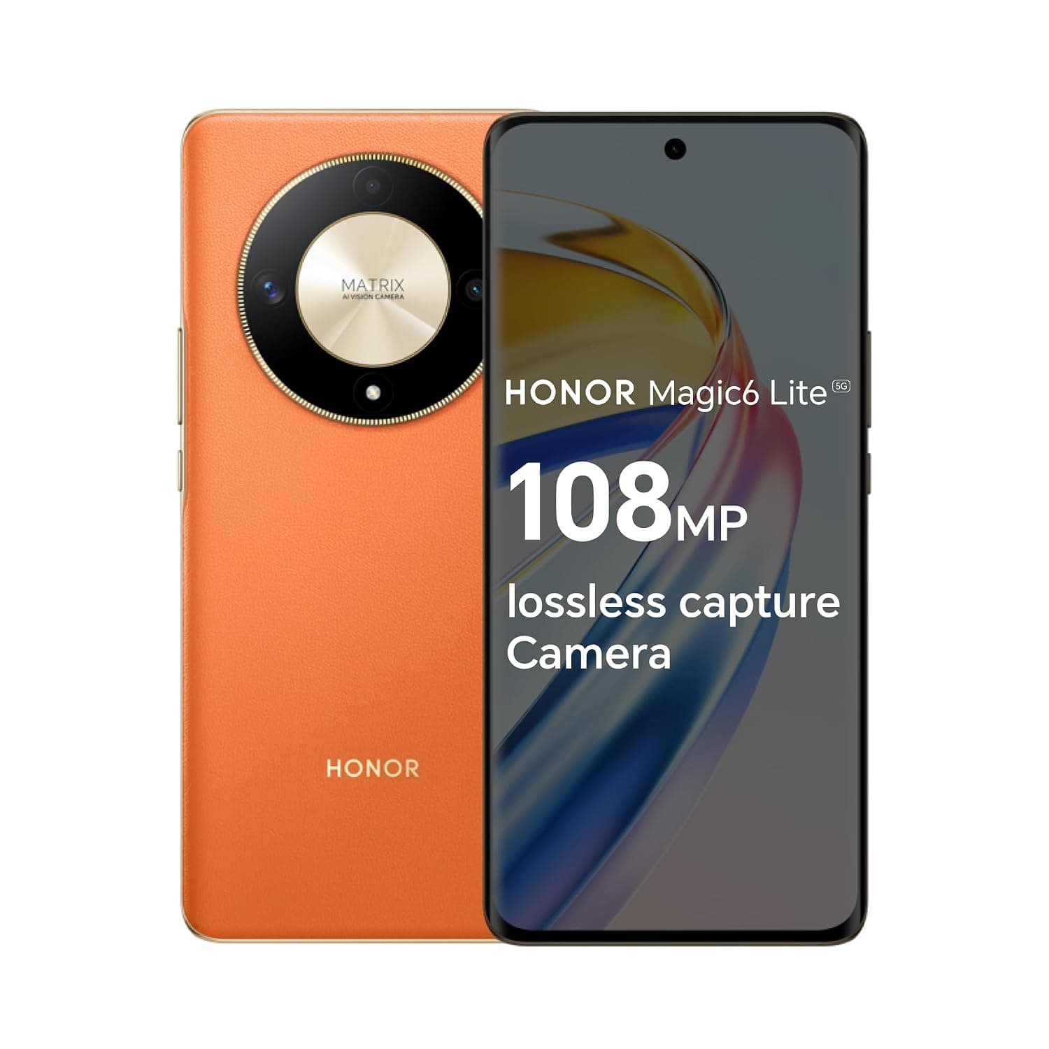 Honor Magic6 Lite Dual-SIM 256GB ROM + 8GB RAM (Only GSM | No CDMA) Factory Unlocked 5G Smartphone (Orange) - International Version