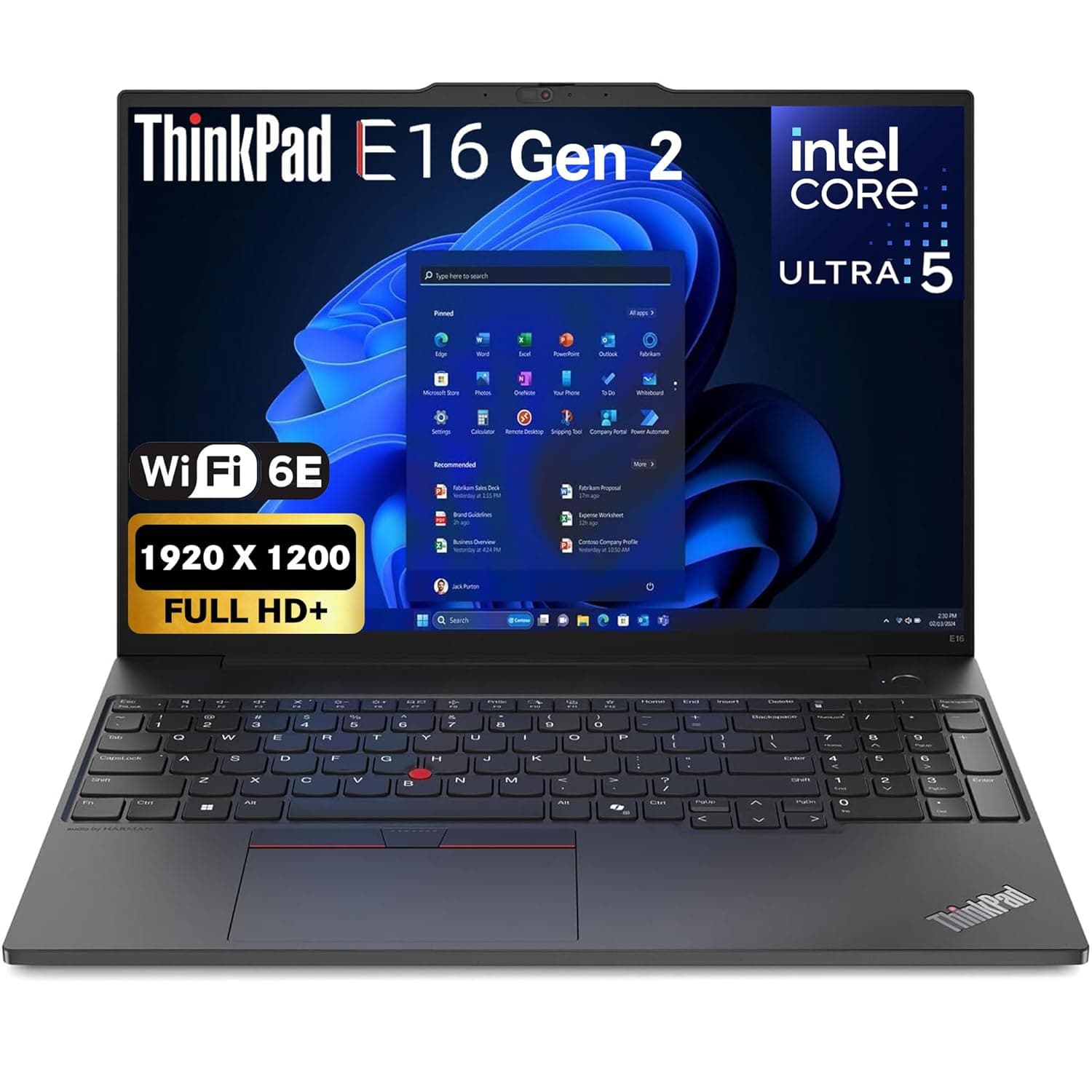 Lenovo ThinkPad E16 Gen 2, FHD+ 16", Touchscreen, Intel Ultra 5-125U (Beats i7-1355U), 16GB RAM, 512GB NVMe, FPR, Backlit Keyboard, WiFi 6E + BT, RJ-45, FHD Webcam, Win 11 Pro, AI Business Laptop