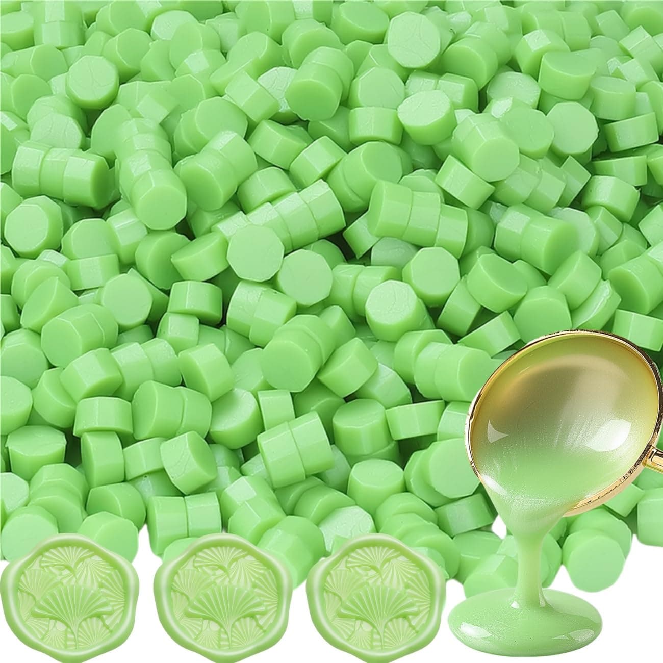 Fruit Green Wax Seal Beads, 400Pcs Sealing Wax Beads, Octagon WaxSealingBeads, Sealing WaxBeads Set for WaxSeal Stamp, Gift Wrapping, LetterSealing (400, Fruit Green)