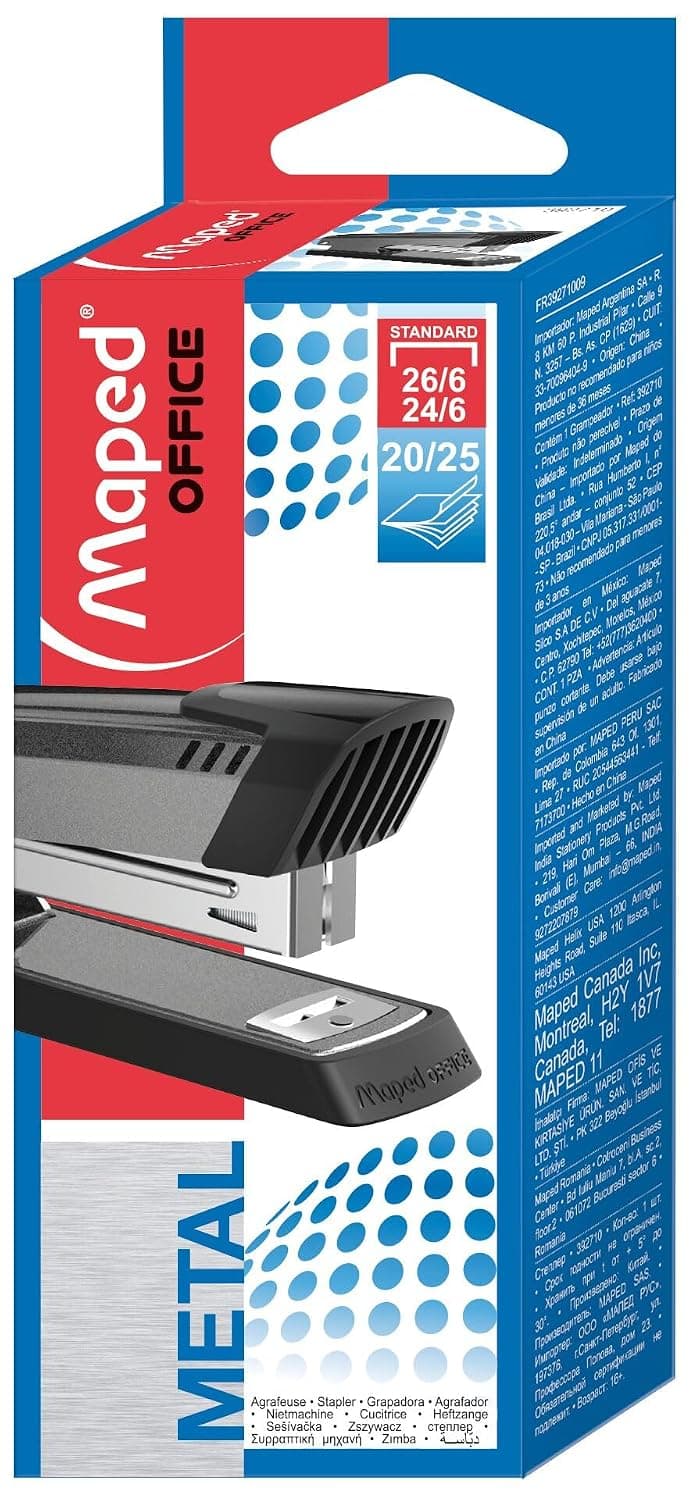 Maped 392710 Half Strip Desktop Stapler Black/Grey