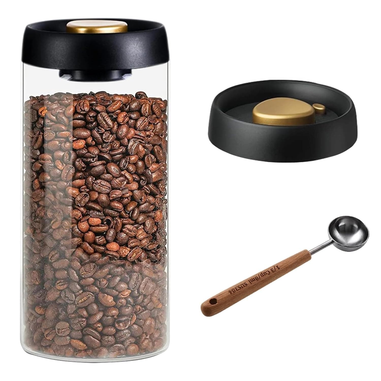 Coffee Bean Storage Container Airtight, 1200 ml Glass Kitchen Food Storage Jars, Borosilicate Glass Canister, Food Storage, Coffee Bar for Ground Tea Beans Spices (1200ML)