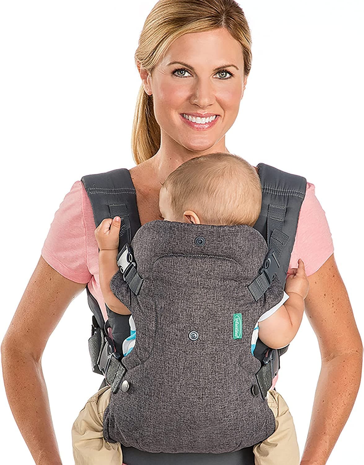 HWEN-SA Advanced 4-in-1 Grey Carrier - Ergonomic, convertible, face-in and face-out front and back carry for newborns and older babies 8-32 lbs / 3.6-14.5 kg