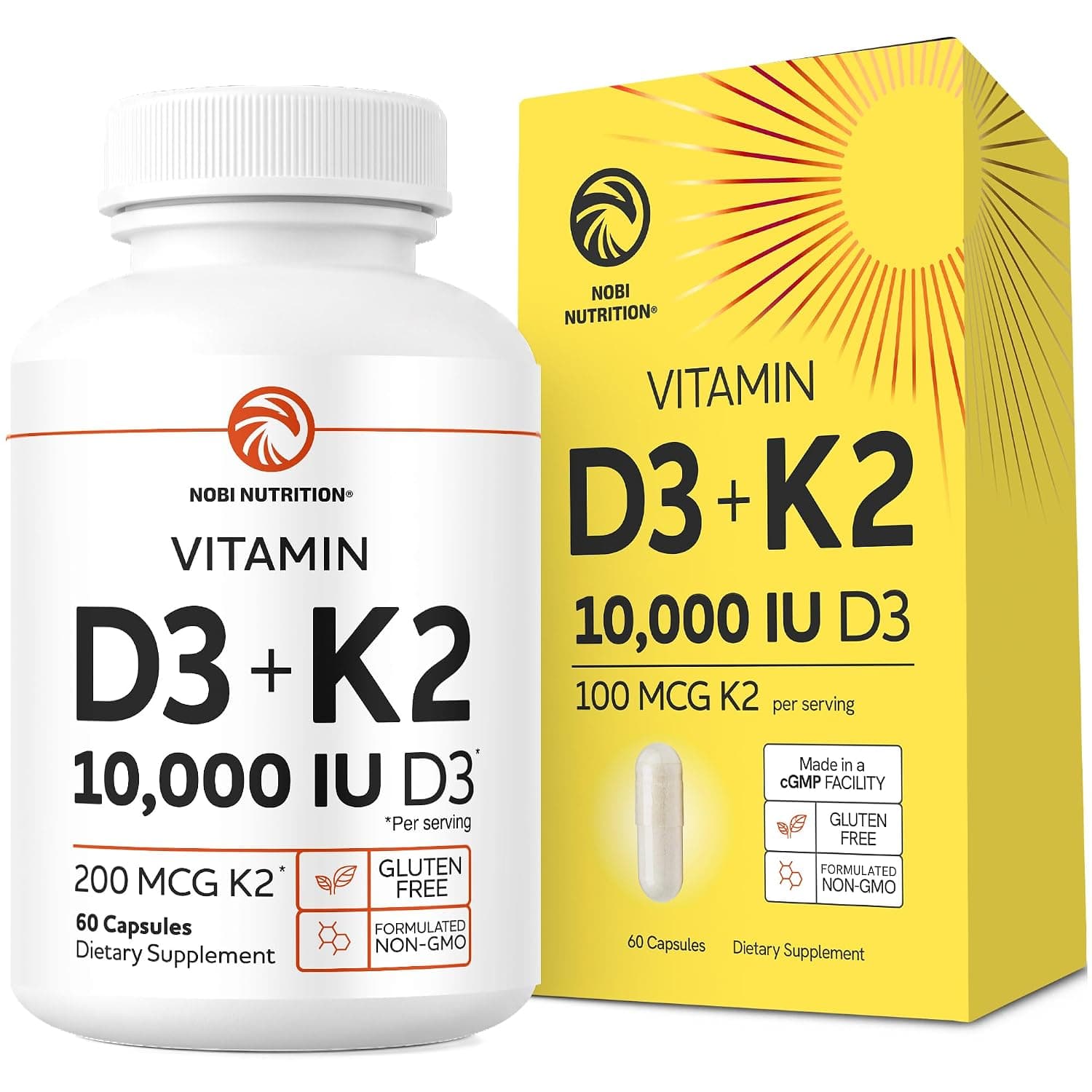 Vitamin D3 K2 5000 IU for Immune System, Strong Bones & Teeth Support | Vitamin D3 125mcg, Vitamin K2 MK7 100mcg, Calcium 210mg & Bioperine | K2 D3 Vitamin Supplement | 3rd-Party Tested, 60 Capsules