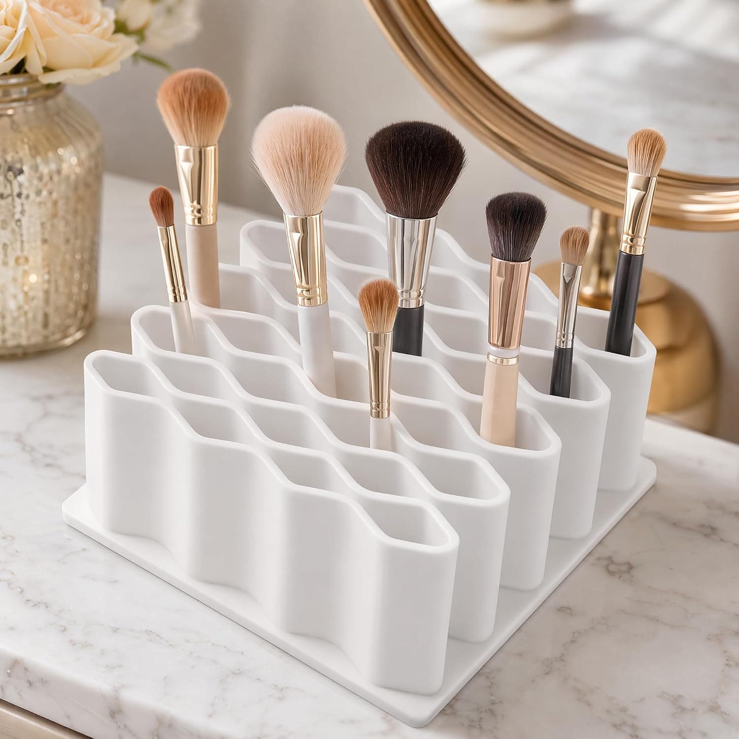 Flexible Storage Organizer,Compact Desktop Organizer Bin,Lightweight Multi-Purpose Container for Vanity,Office Desk,Easy Access Storage,Space Saving Home Organizer