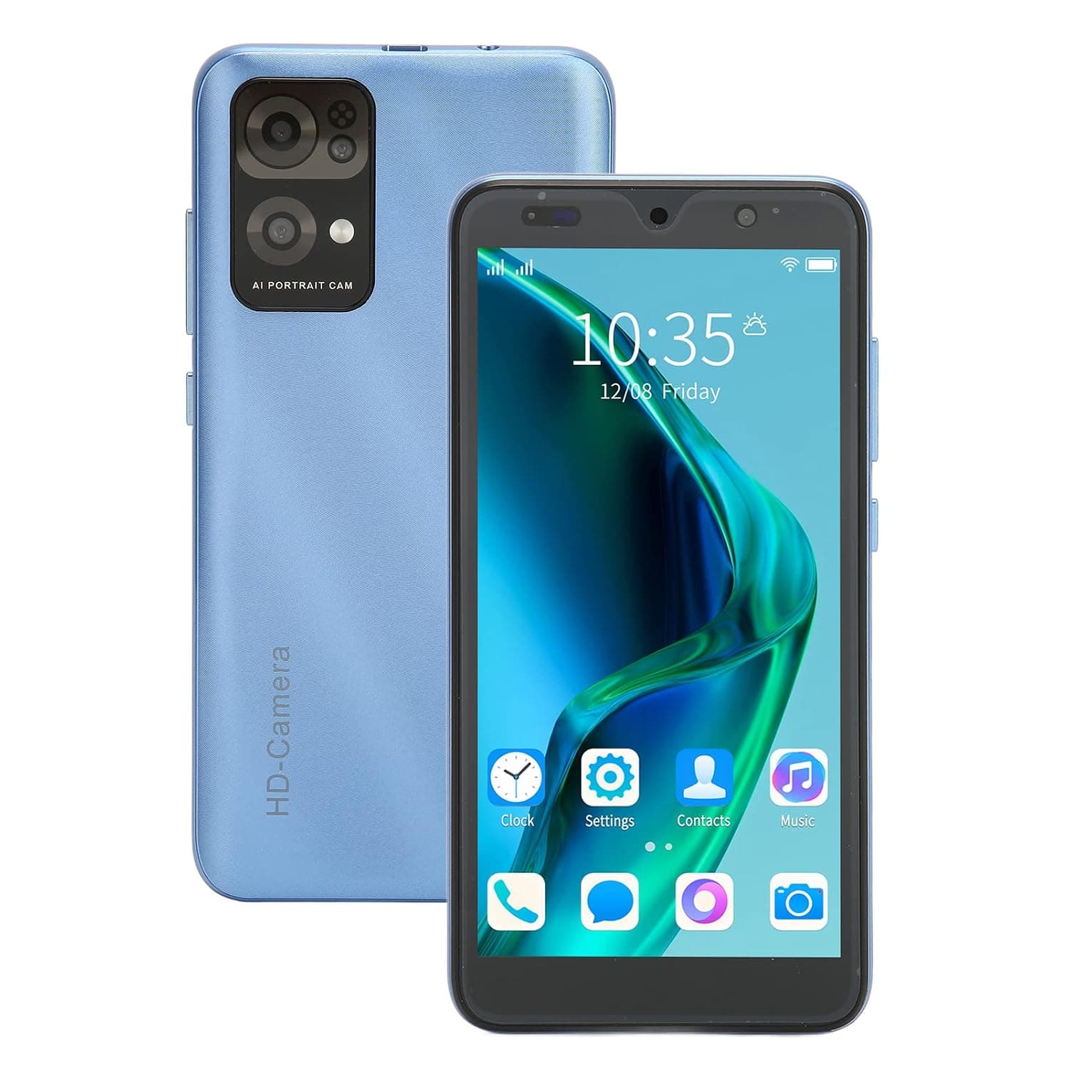 Rino7 Pro 5.45in FHD Unlocked Cellphone, 3G Smart Phone 6.0 Mobile Phone 1GB RAM 4GB ROM FACE ID Cellphone, Dual Sim WIFI BT FM (Blue)