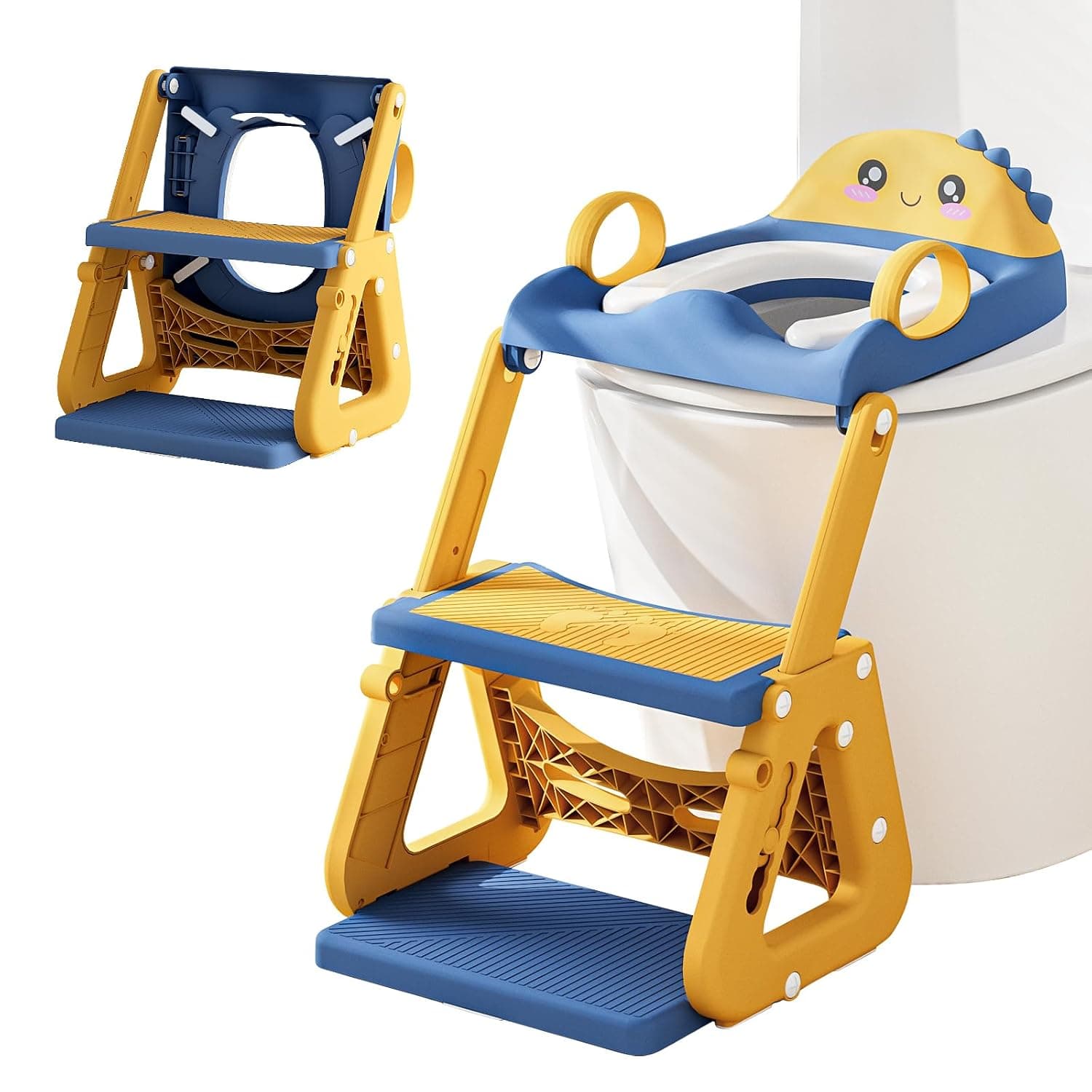 Potty Training Toilet Seat, Upgrade 2 in 1 Toddler Toilet Seat and Step Stool Splash Guard Anti-Slip Pad Kids Toilets Seats for Child Baby Boy Girl Adjustable Toilets Training with Ladder in Bathroom